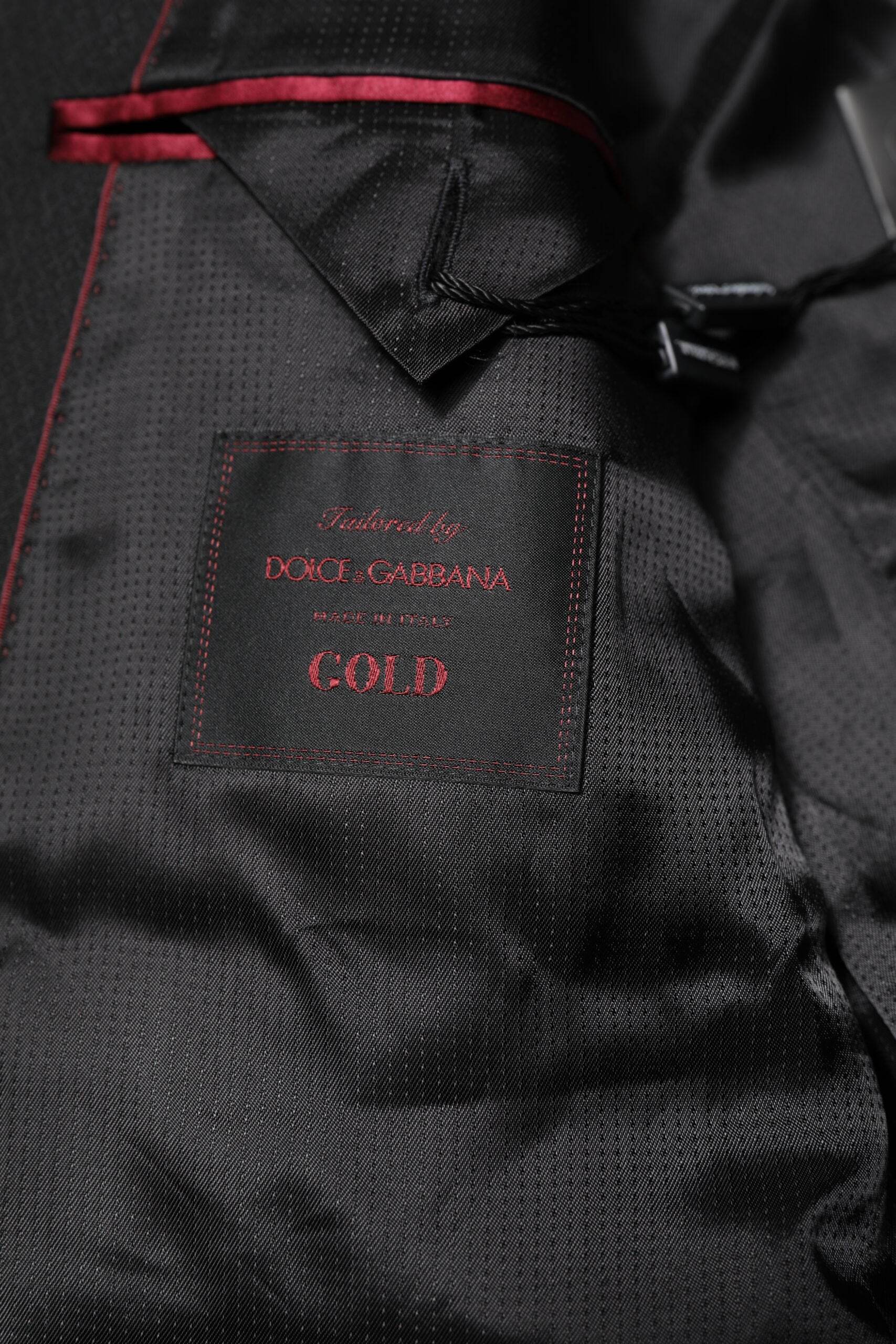 Dolce & Gabbana Black GOLD Single Breasted Suit Coat Blazer - Hilstor