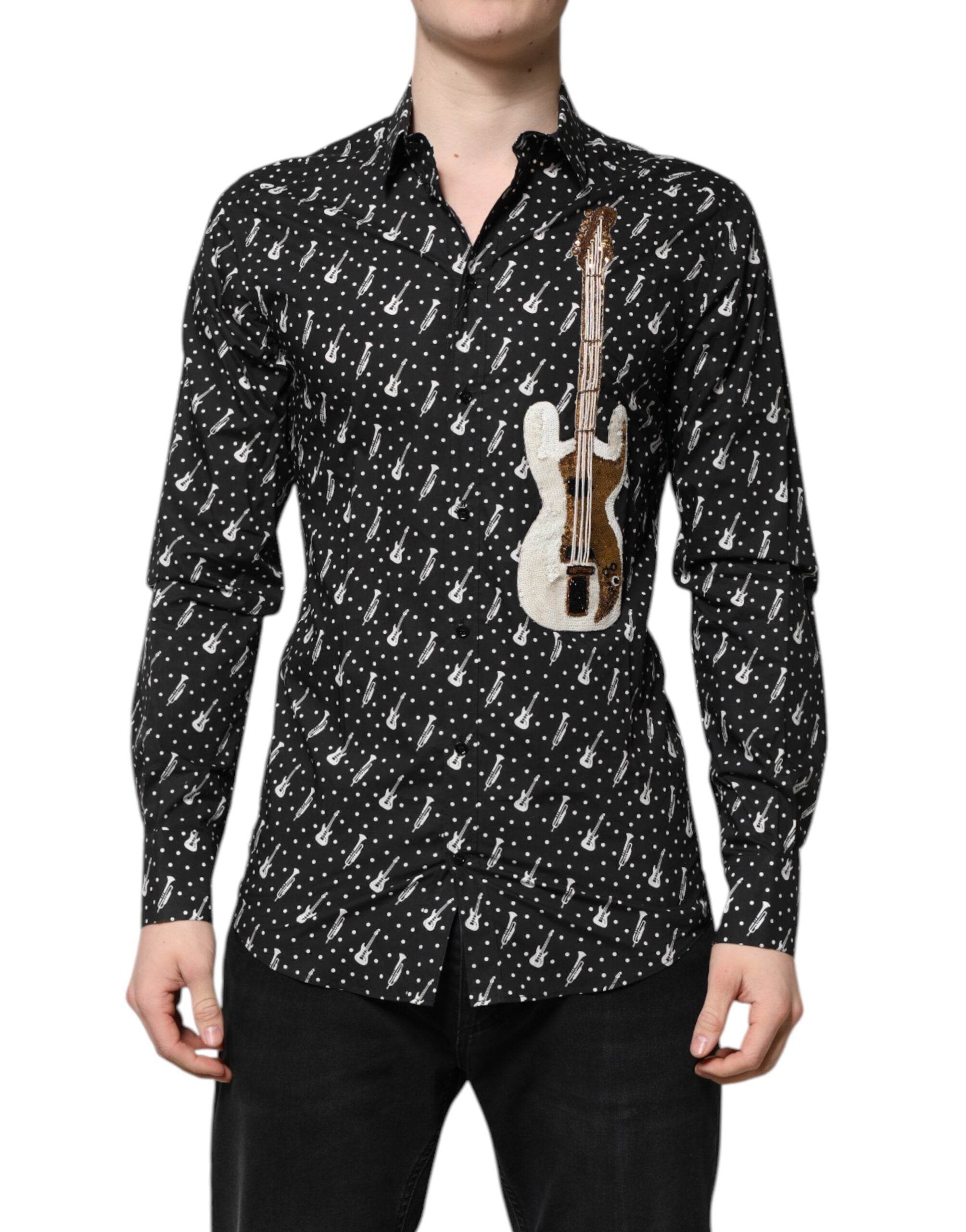 Dolce & Gabbana Black GOLD Instrument Embellished Shirt - Hilstor