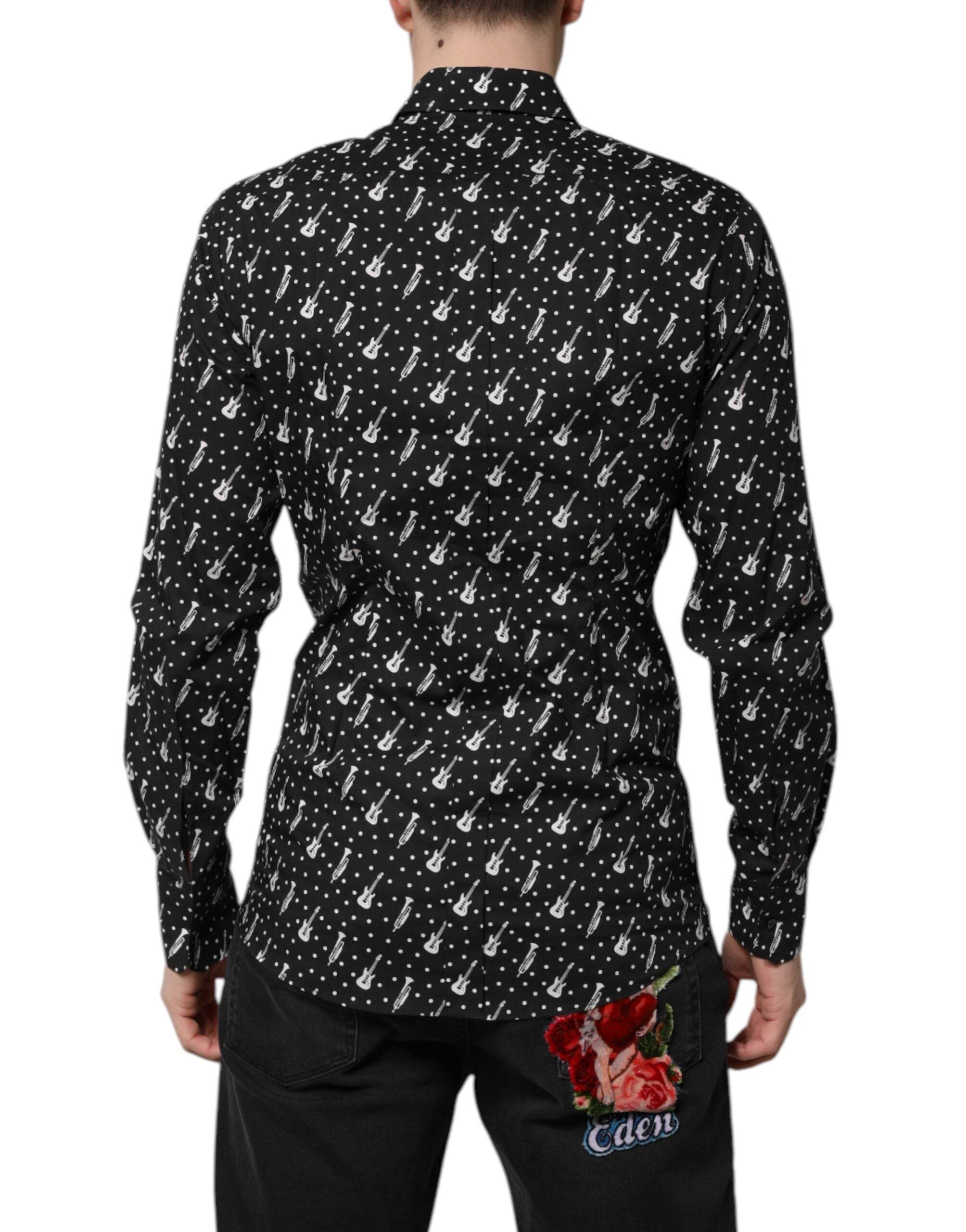 Dolce & Gabbana Black GOLD Instrument Embellished Shirt - Hilstor