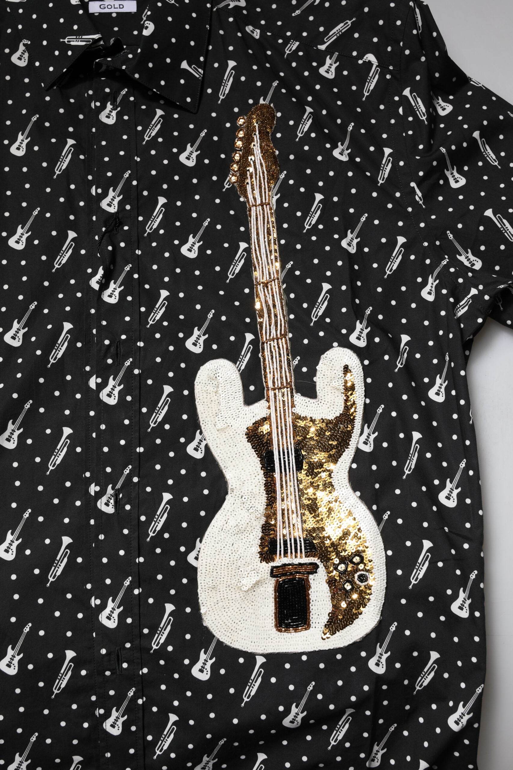 Dolce & Gabbana Black GOLD Instrument Embellished Shirt - Hilstor