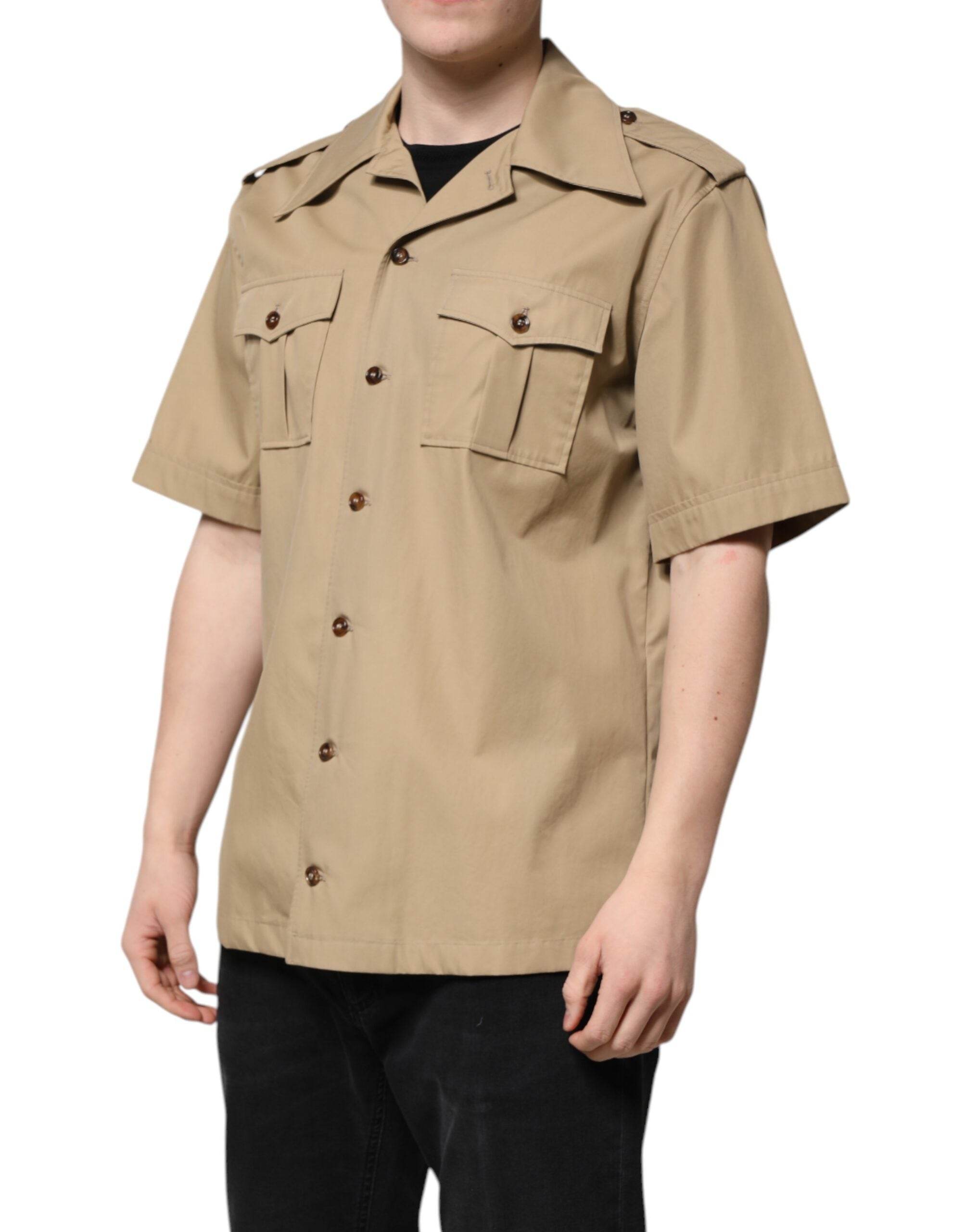 Dolce & Gabbana Brown Graphic Print Short Sleeves Shirt - Hilstor