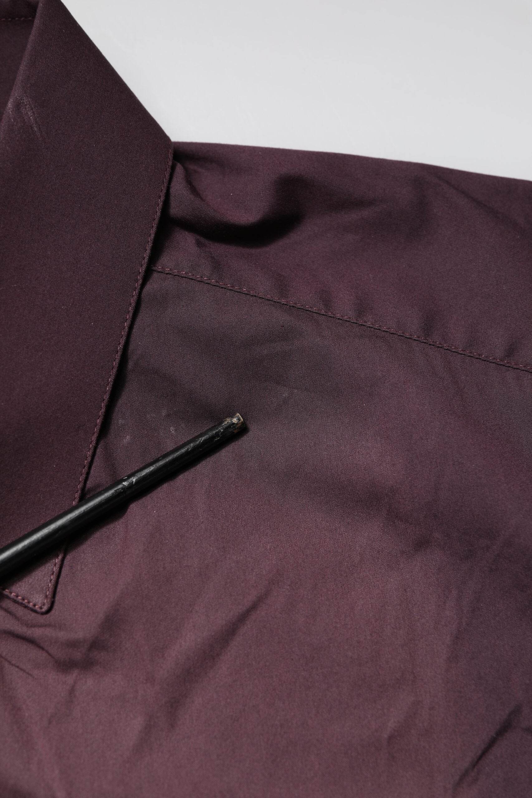 Dolce & Gabbana Burgundy Cotton GOLD Long Sleeves Shirt - Hilstor