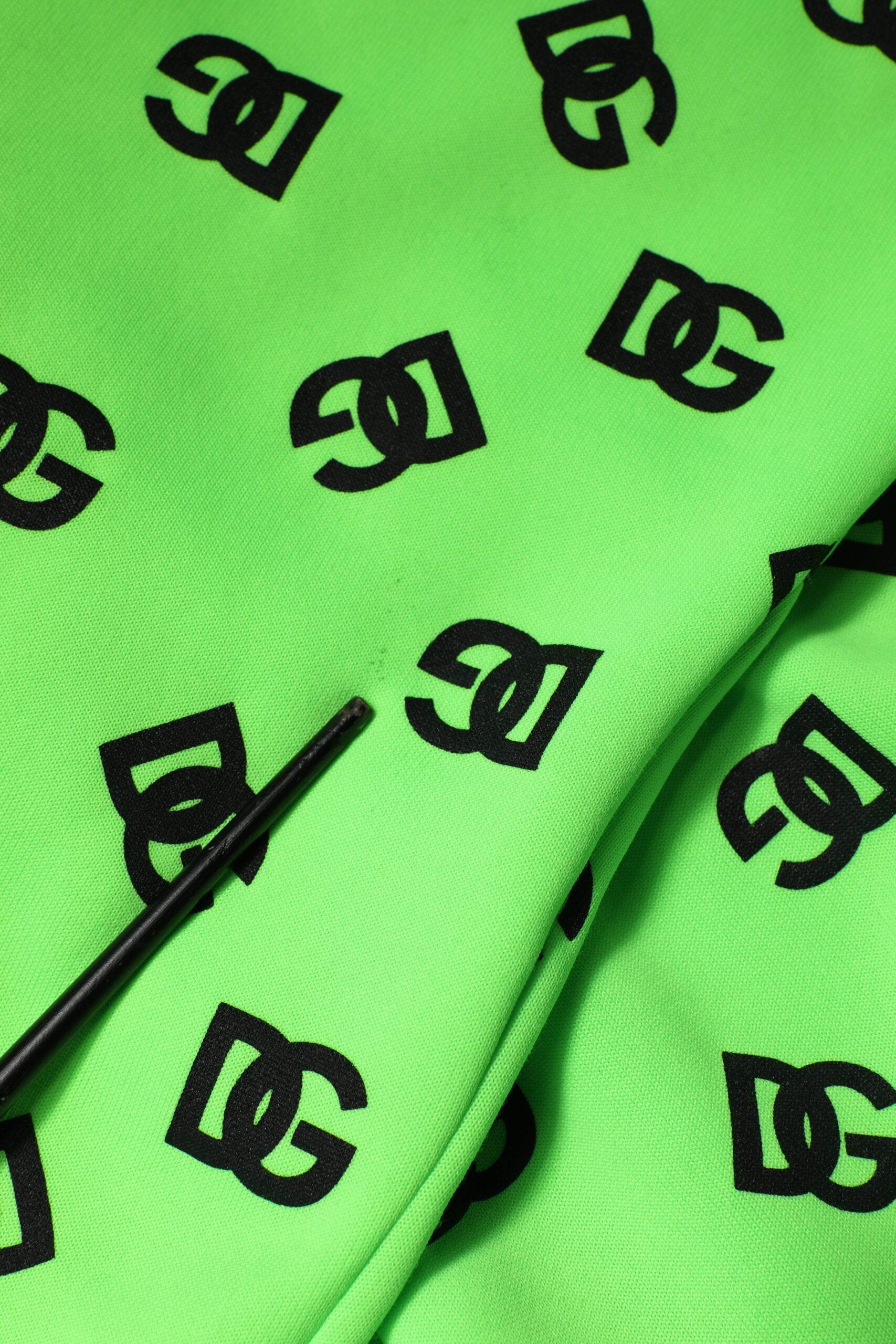 Dolce & Gabbana Green Polyester DGLogo Print Hooded Sweater - Hilstor