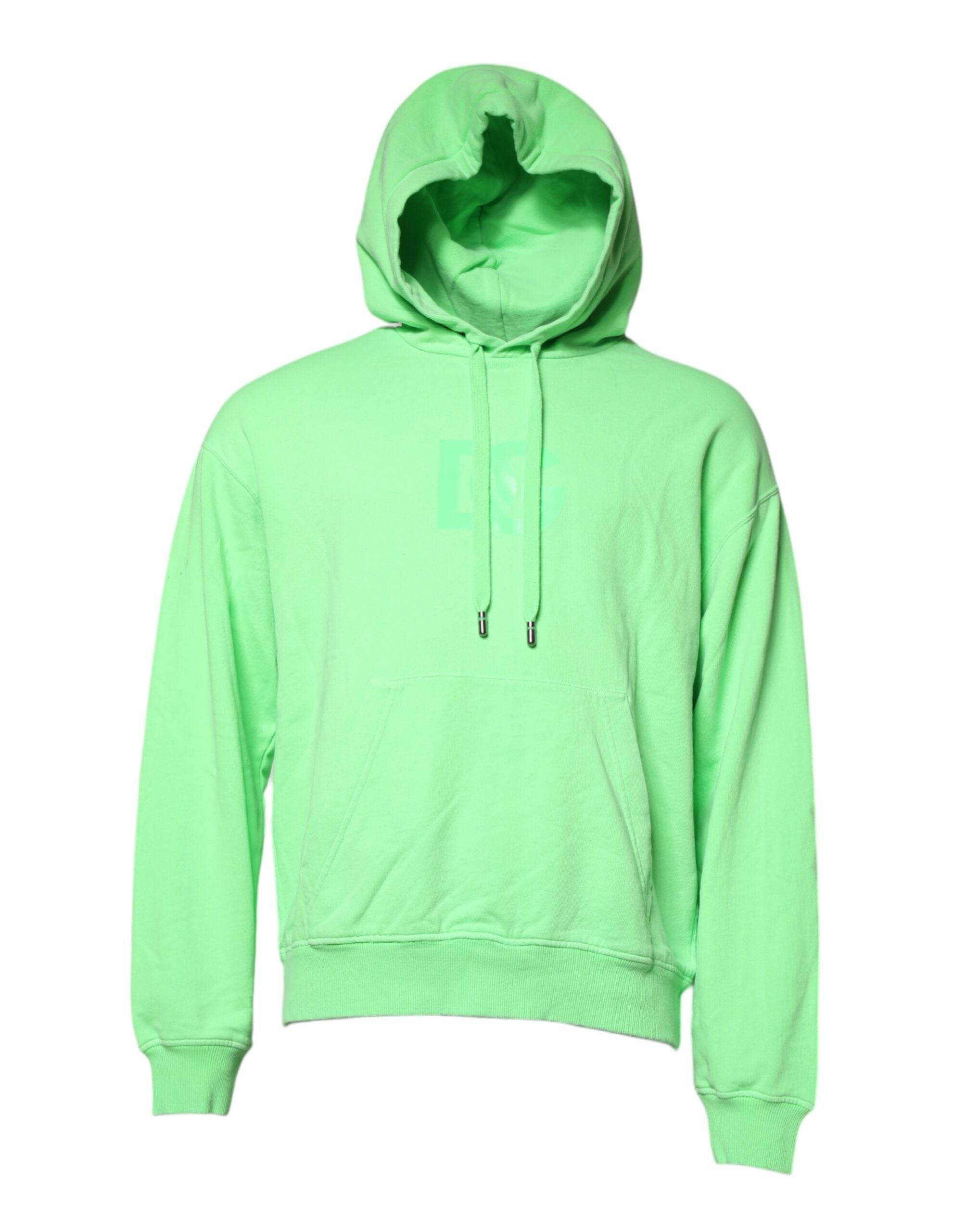 Dolce & Gabbana Green Cotton DG Logo Print Hooded Sweater - Hilstor