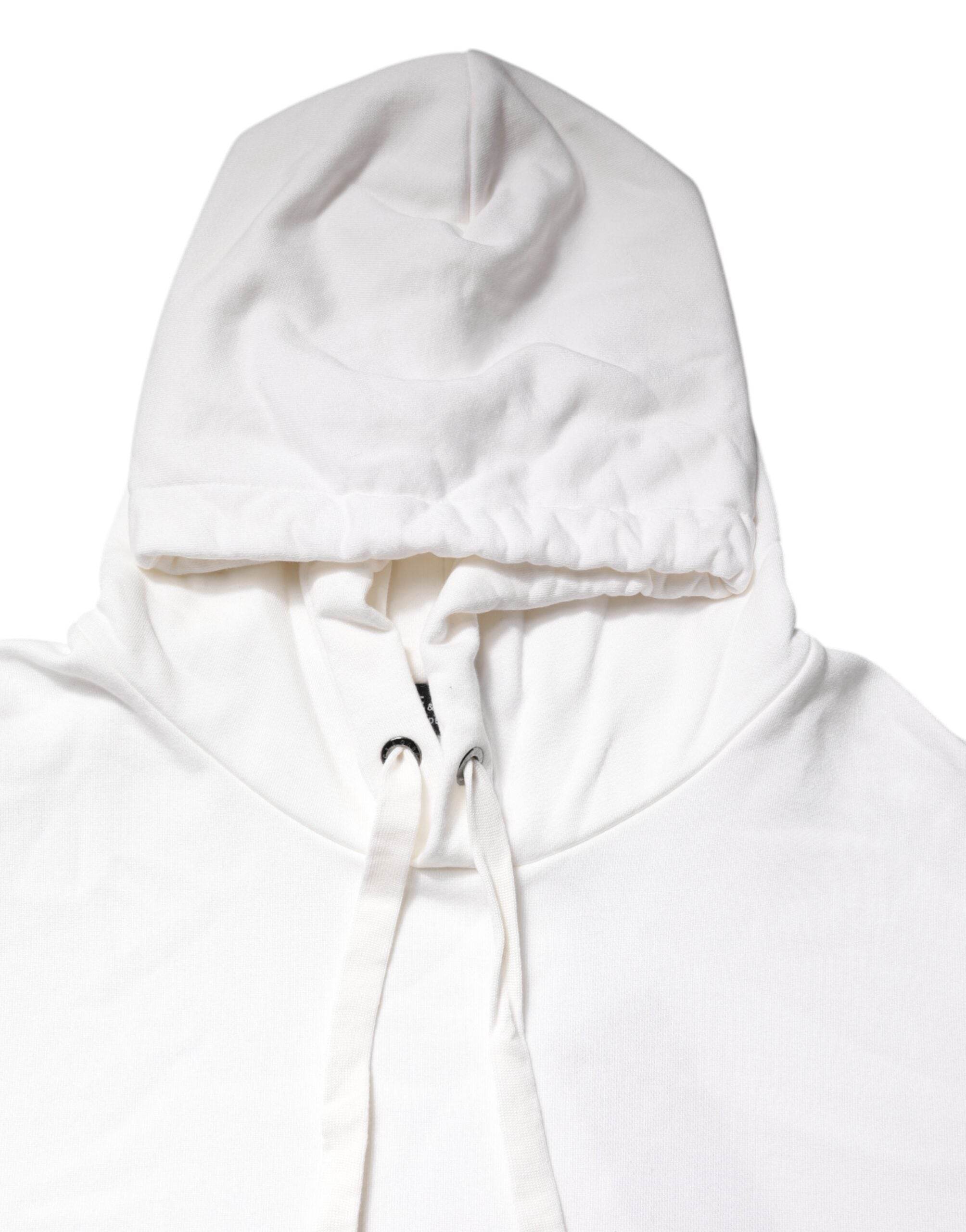 Dolce & Gabbana White Embossed Logo Hooded Sweatshirt Sweater - Hilstor