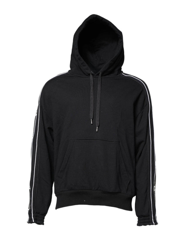 Dolce & Gabbana Black Cotton Logo Hooded Sweatshirt Sweater - Hilstor
