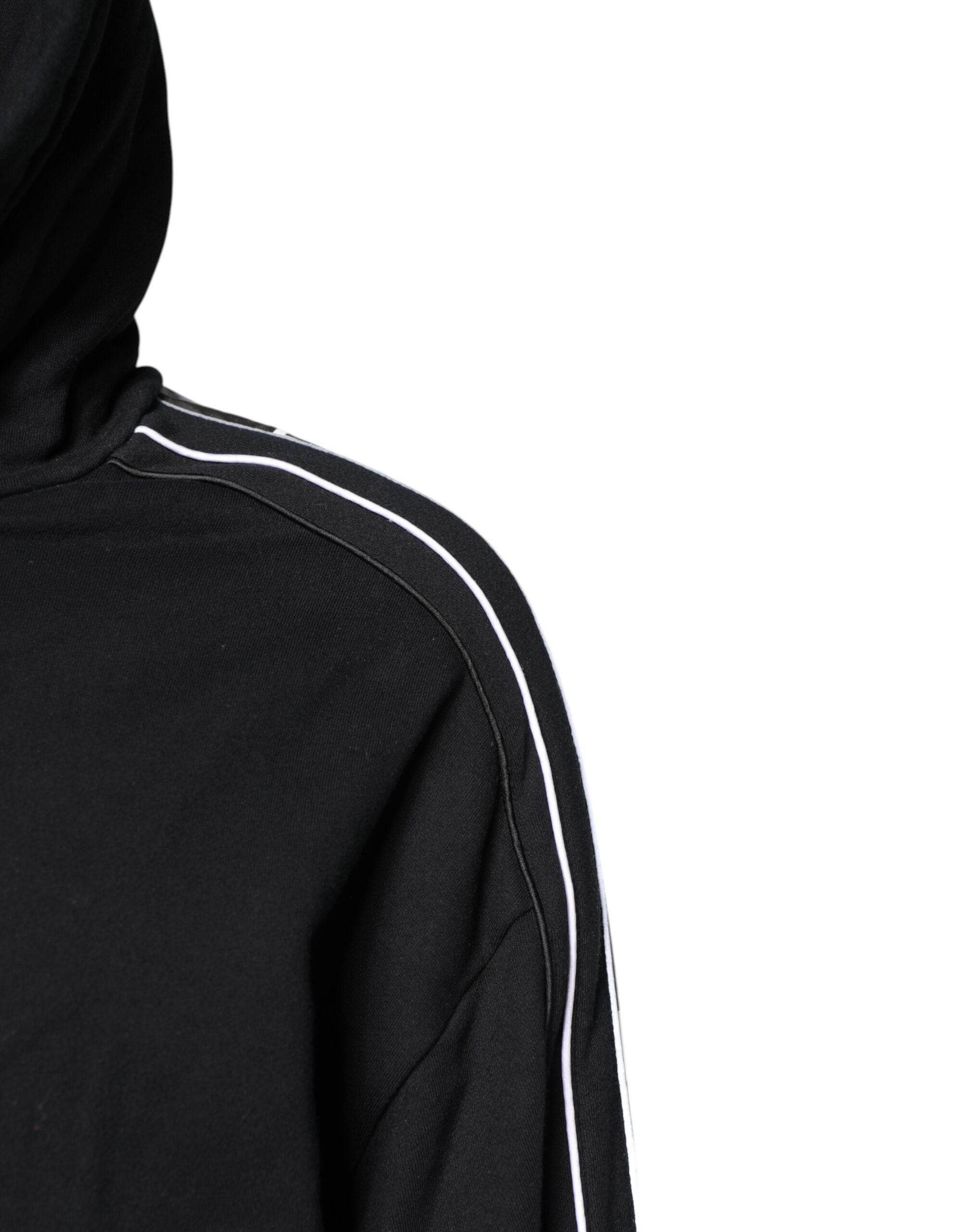 Dolce & Gabbana Black Cotton Logo Hooded Sweatshirt Sweater - Hilstor