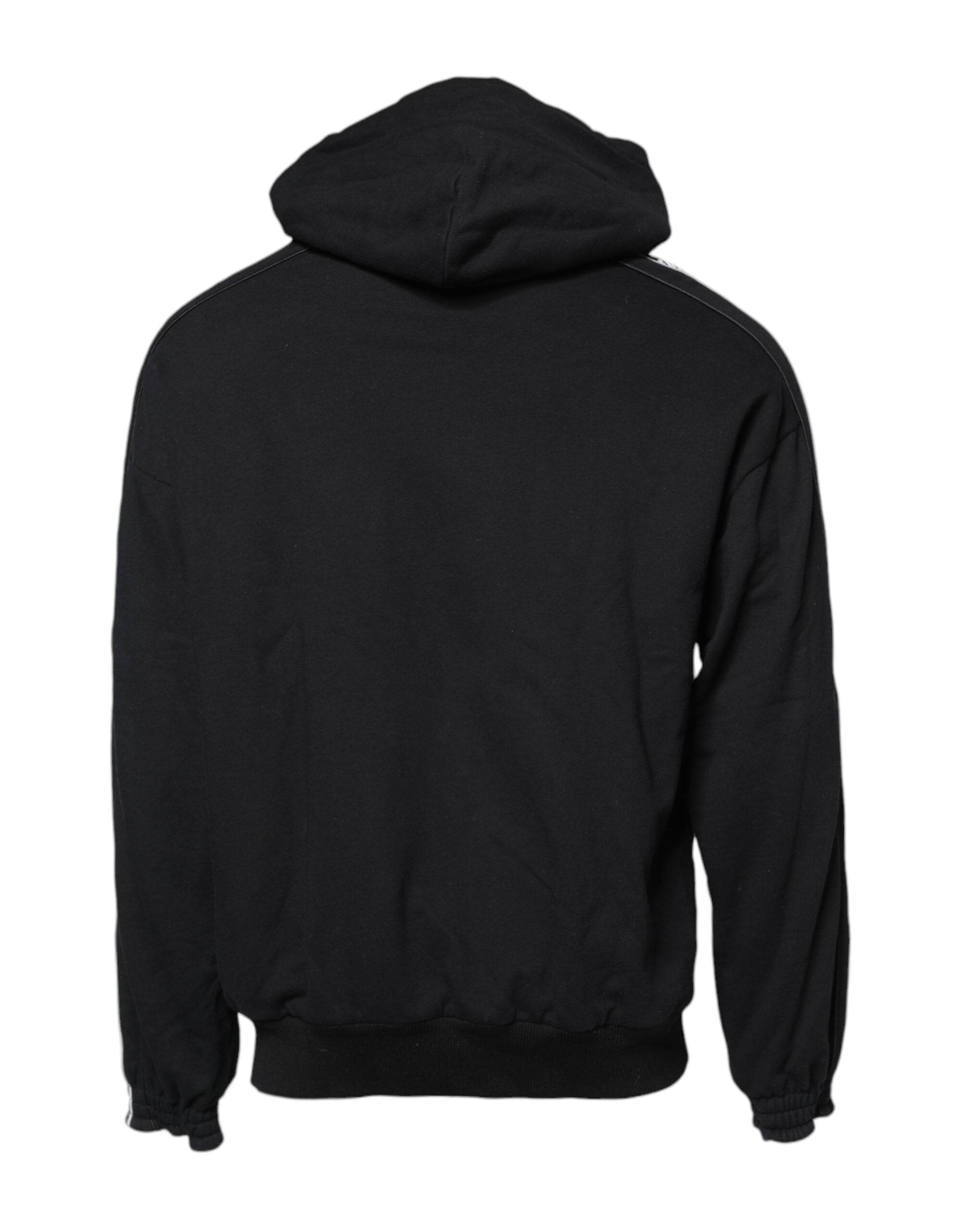 Dolce & Gabbana Black Cotton Logo Hooded Sweatshirt Sweater - Hilstor