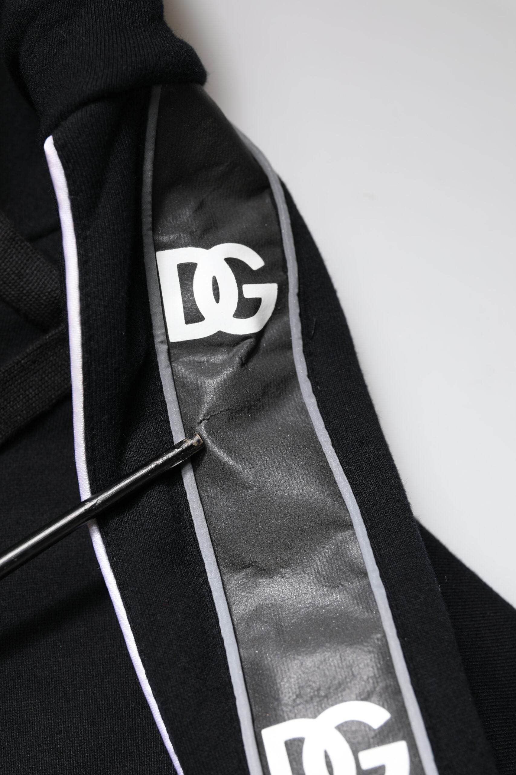 Dolce & Gabbana Black Cotton Logo Hooded Sweatshirt Sweater - Hilstor