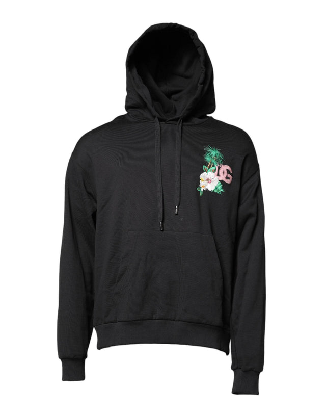Dolce & Gabbana Black Embroidery Hooded Sweatshirt Sweater - Hilstor