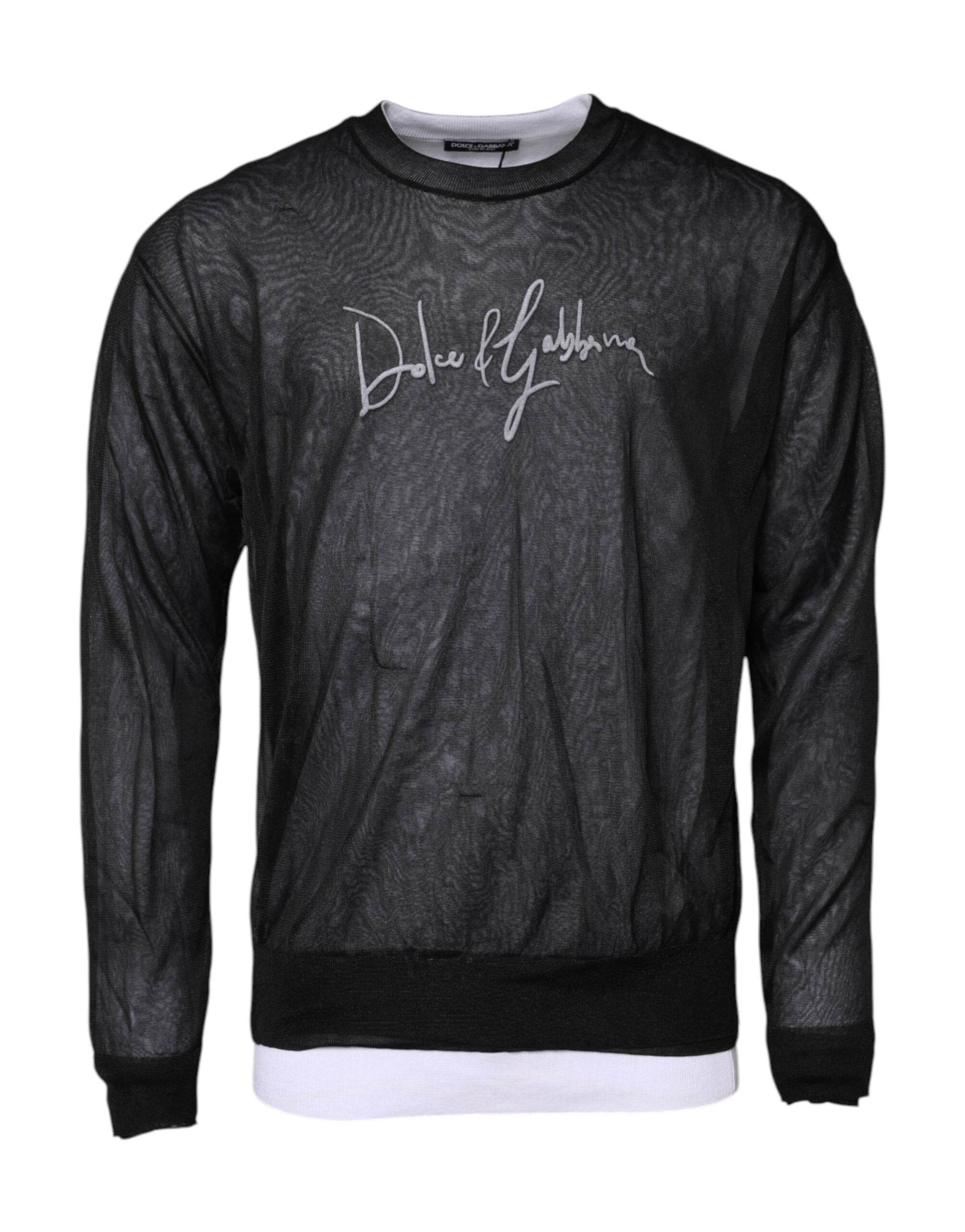 Dolce & Gabbana Black White Logo Knitted Pullover Sweater - Hilstor