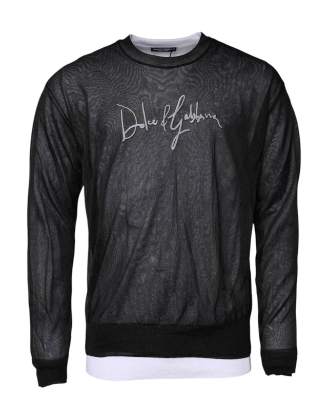 Dolce & Gabbana Black White Logo Knitted Pullover Sweater - Hilstor
