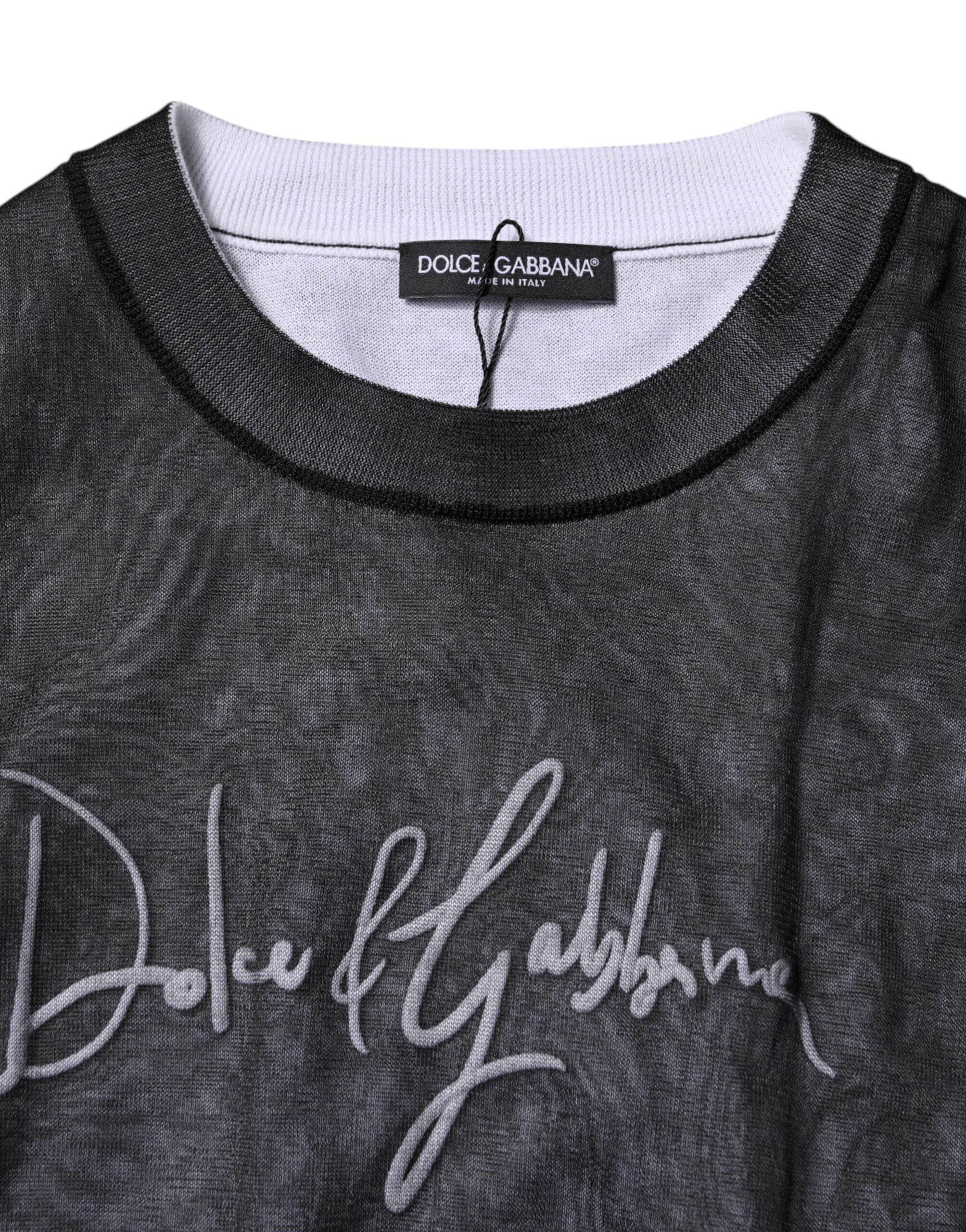 Dolce & Gabbana Black White Logo Knitted Pullover Sweater - Hilstor