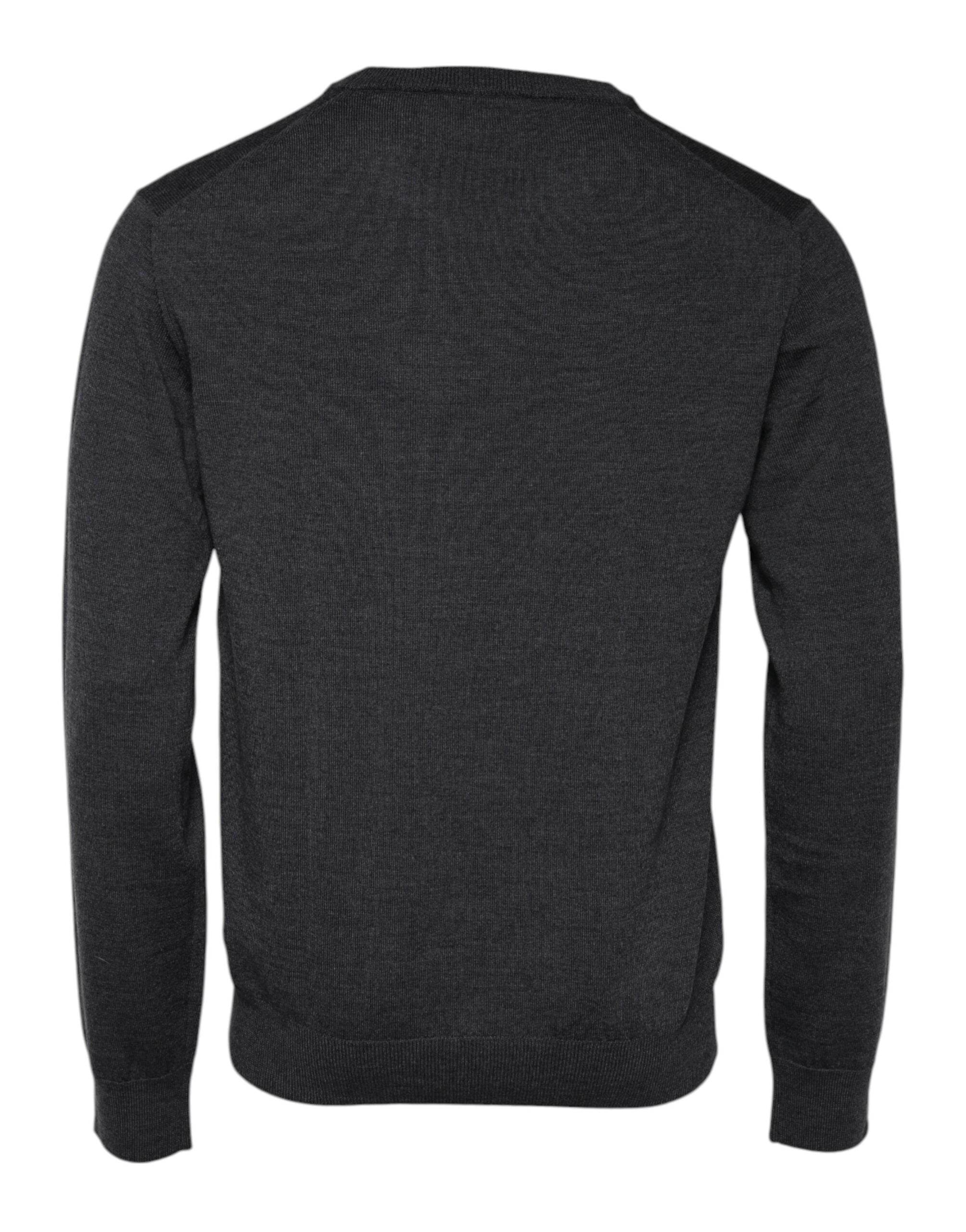 Dolce & Gabbana Gray Wool Logo Knitted Men Pullover Sweater - Hilstor