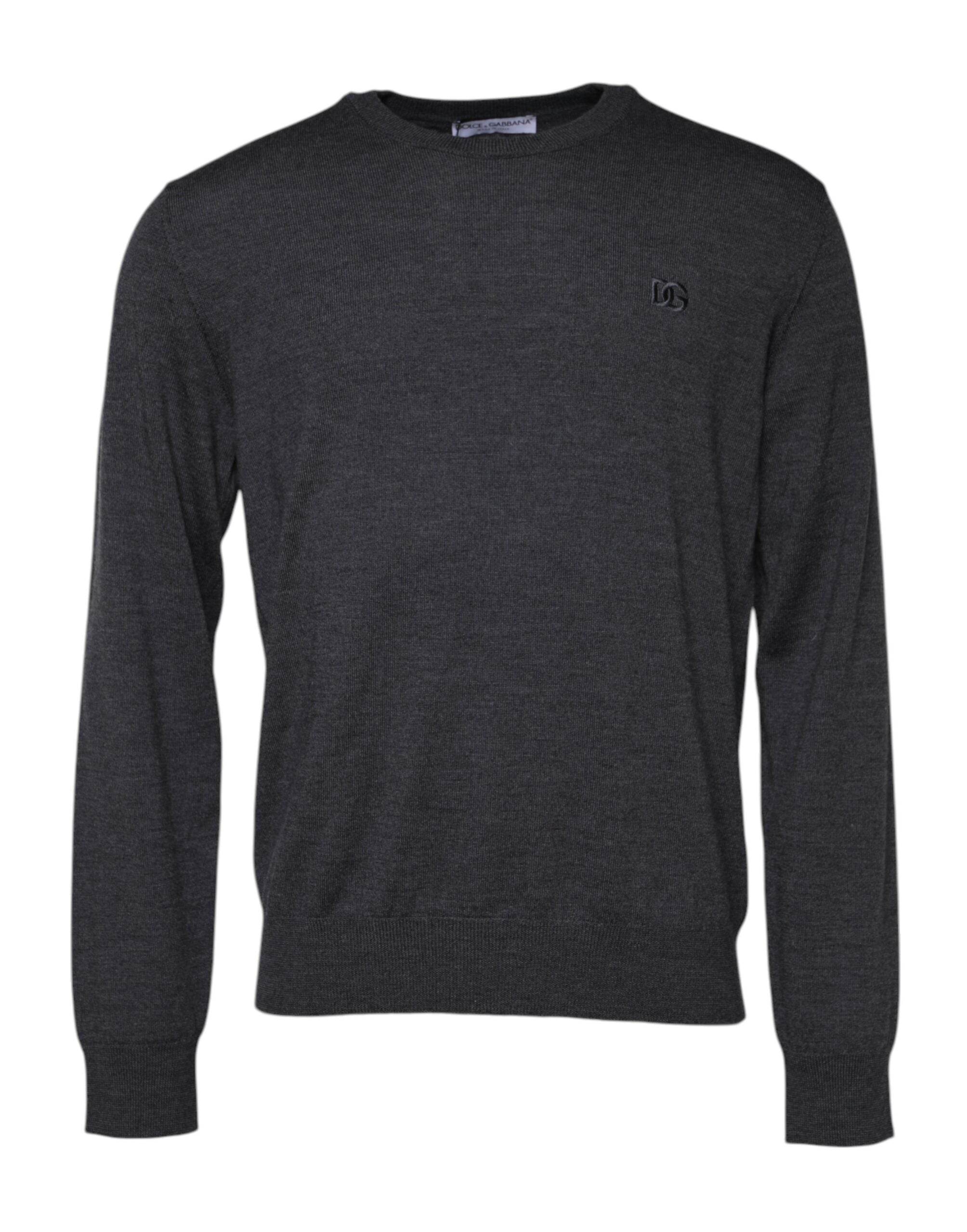 Dolce & Gabbana Gray Wool Logo Knitted Men Pullover Sweater - Hilstor