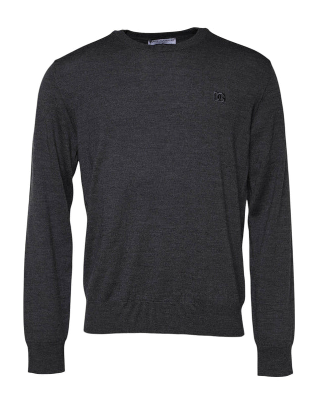 Dolce & Gabbana Gray Wool Logo Knitted Men Pullover Sweater - Hilstor