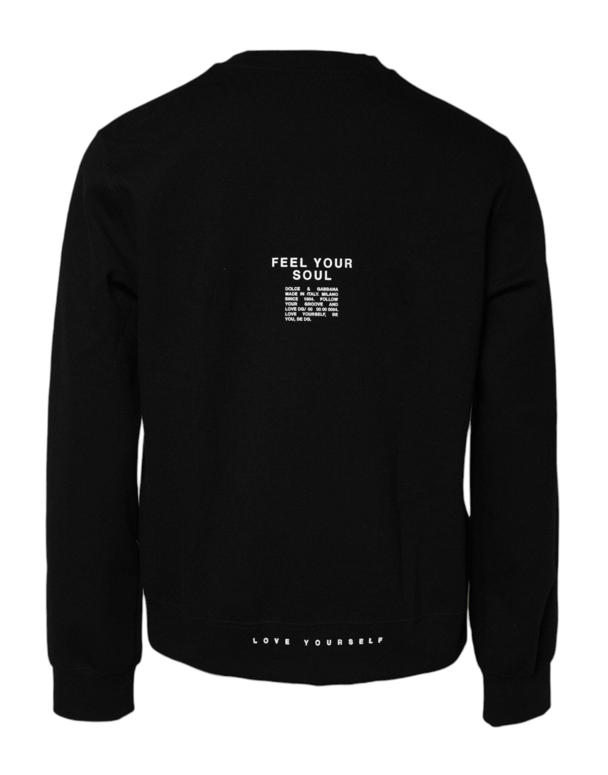 Dolce & Gabbana Black Cotton Logo Knitted Pullover Sweater - Hilstor