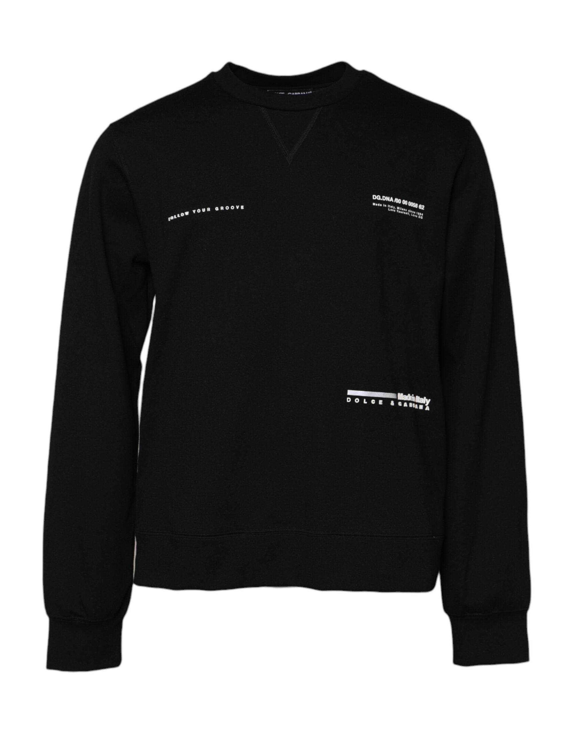 Dolce & Gabbana Black Cotton Logo Knitted Pullover Sweater - Hilstor