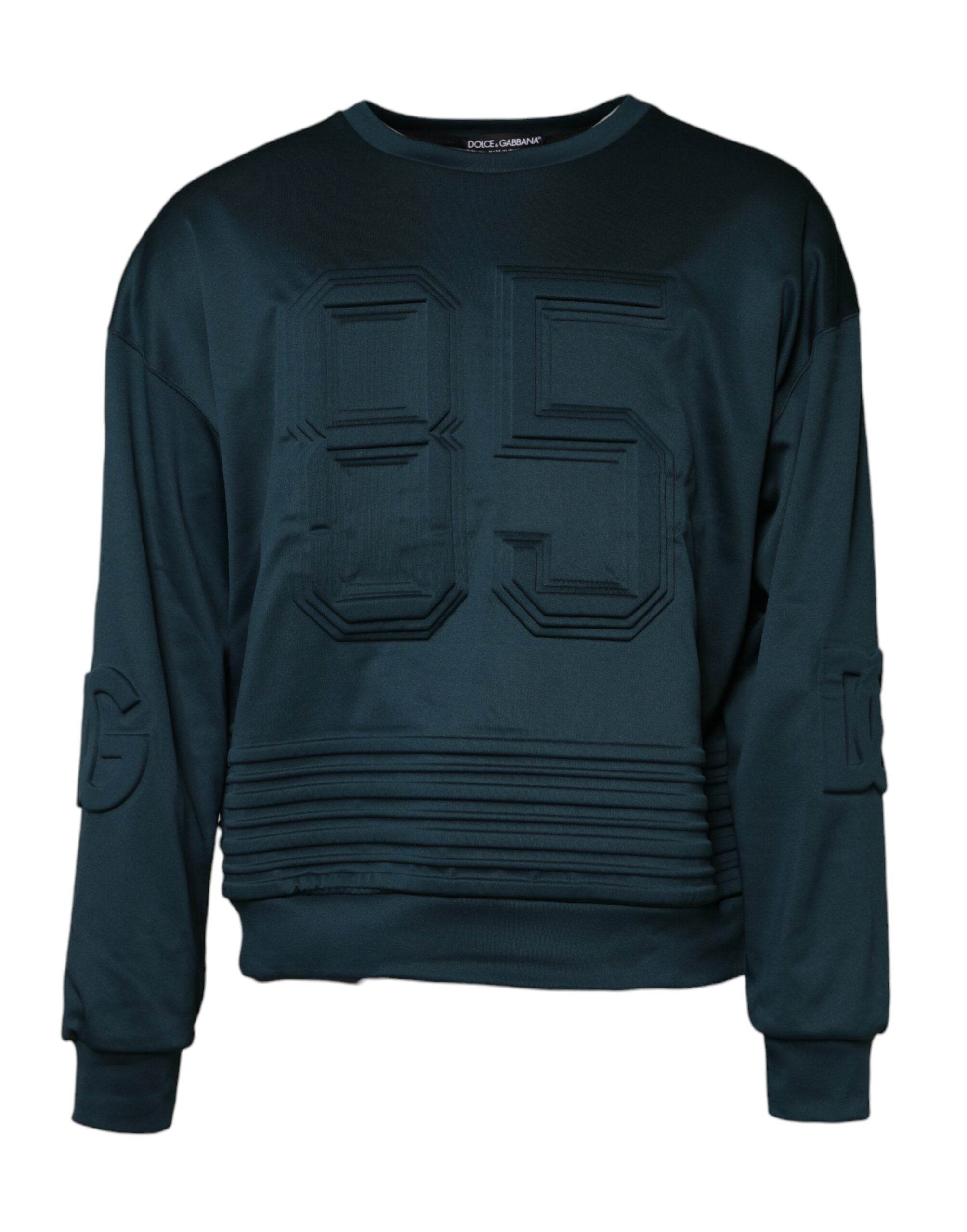 Dolce & Gabbana Dark Green Embossed Logo Pullover Sweater - Hilstor