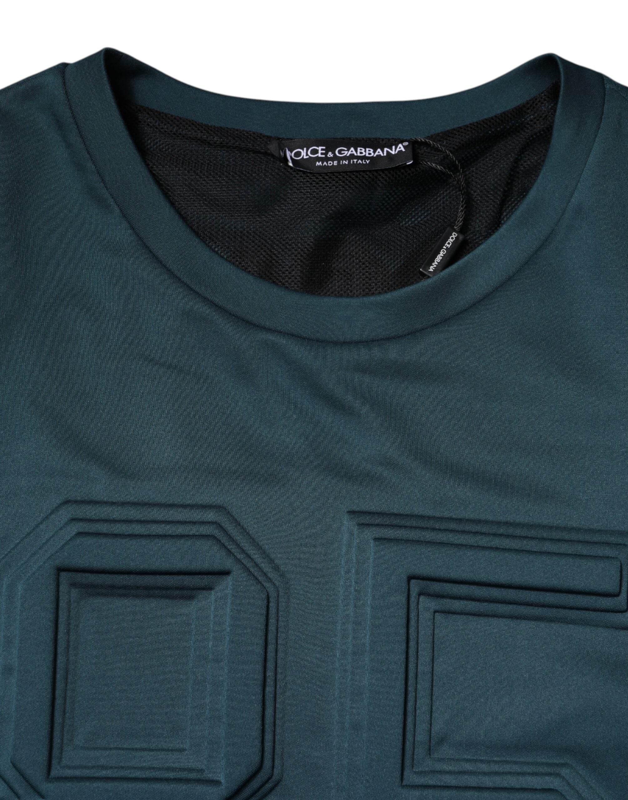 Dolce & Gabbana Dark Green Embossed Logo Pullover Sweater - Hilstor