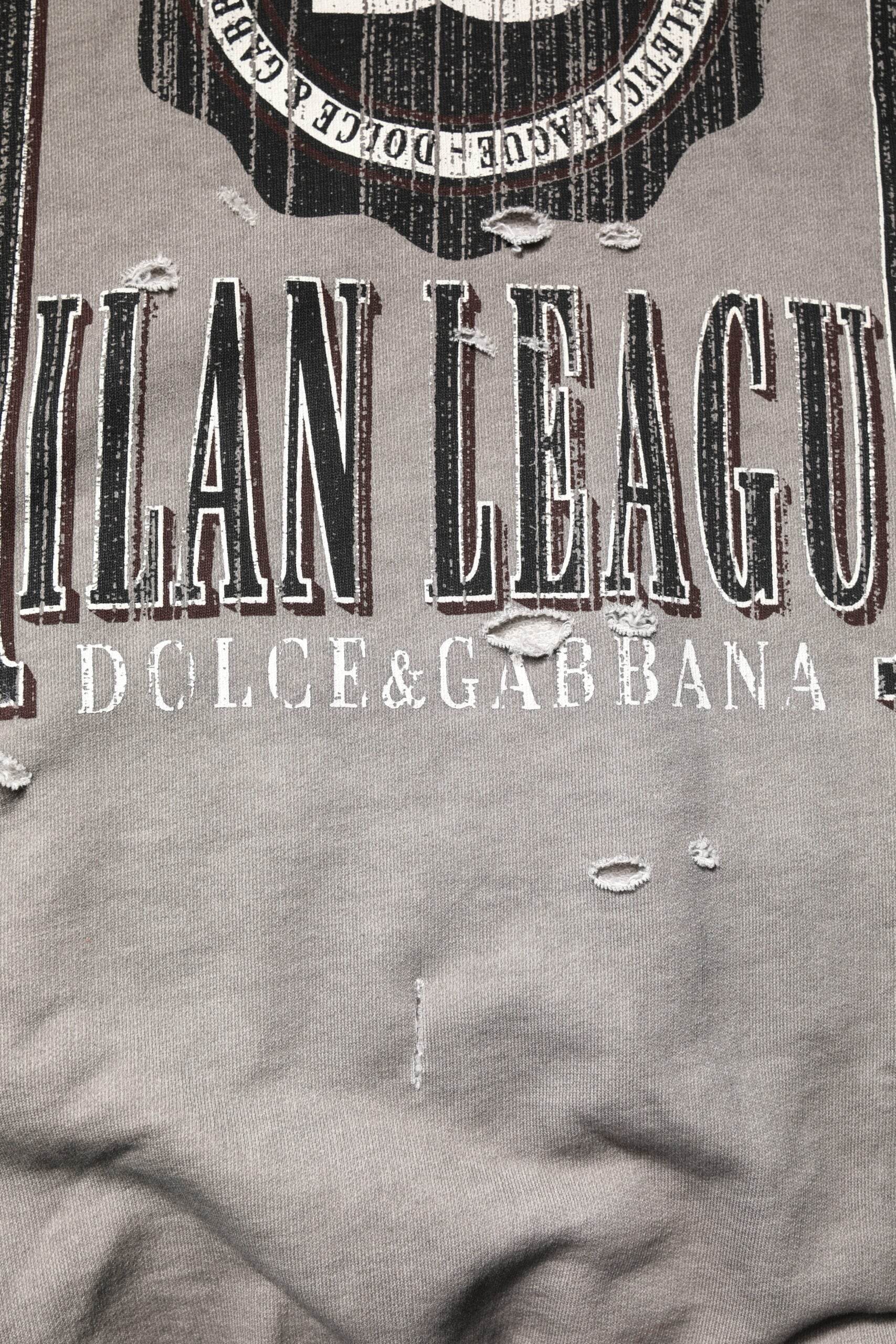 Dolce & Gabbana Gray Logo Print Crew Neck Pullover Sweater - Hilstor
