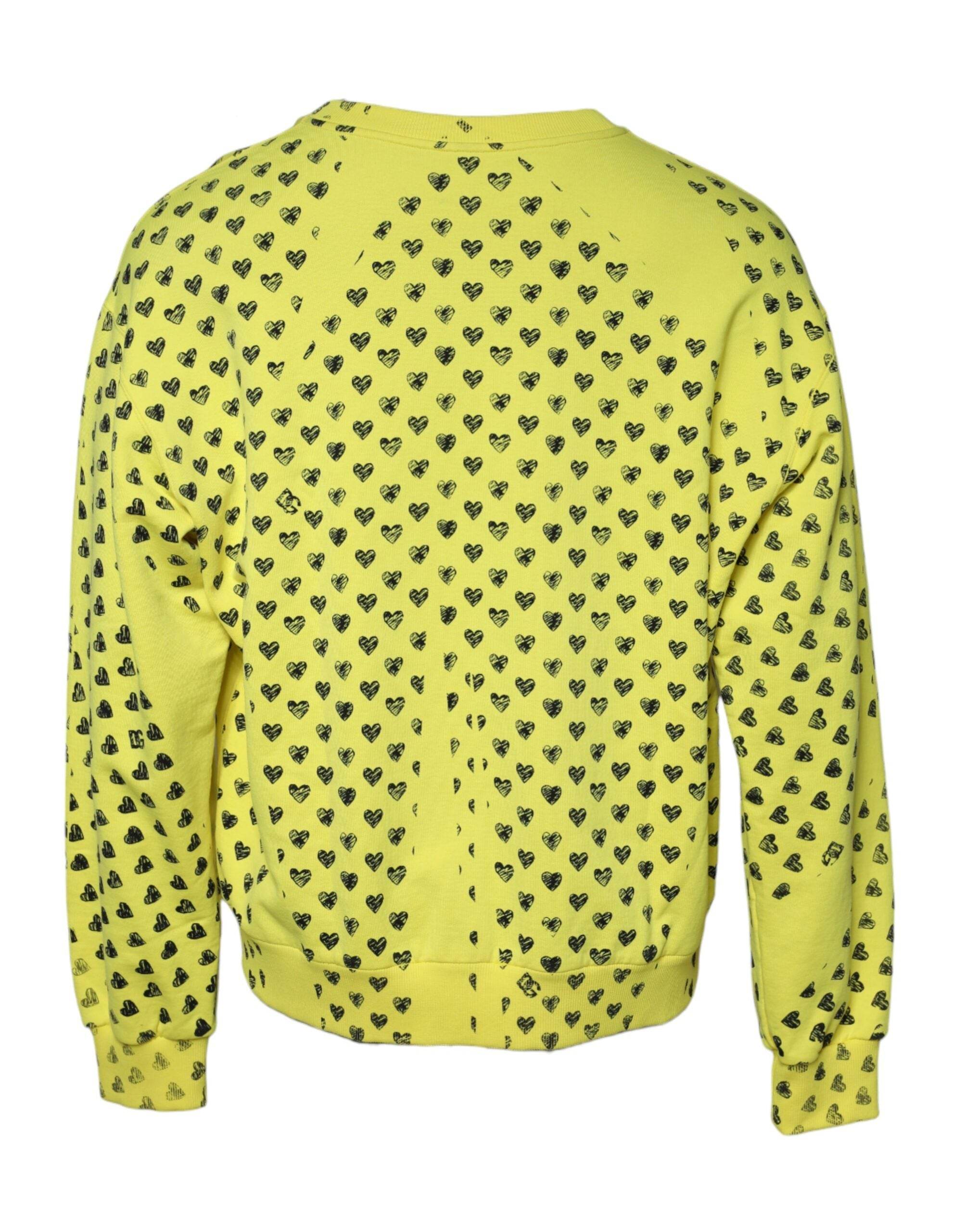 Dolce & Gabbana Yellow Heart Crew Neck Men Pullover Sweater - Hilstor