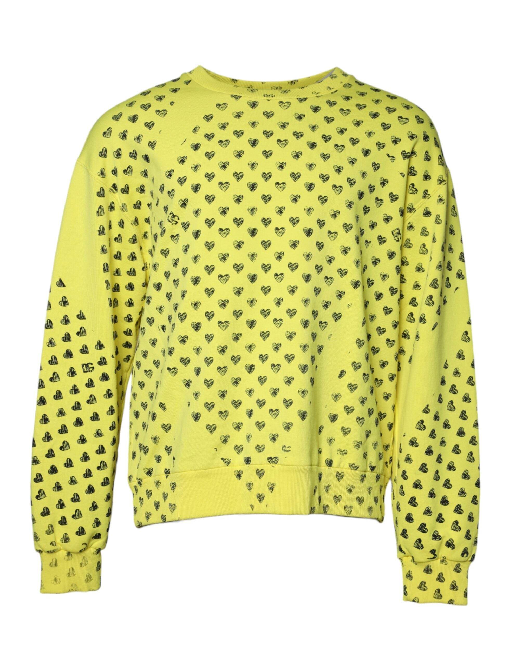 Dolce & Gabbana Yellow Heart Crew Neck Men Pullover Sweater - Hilstor