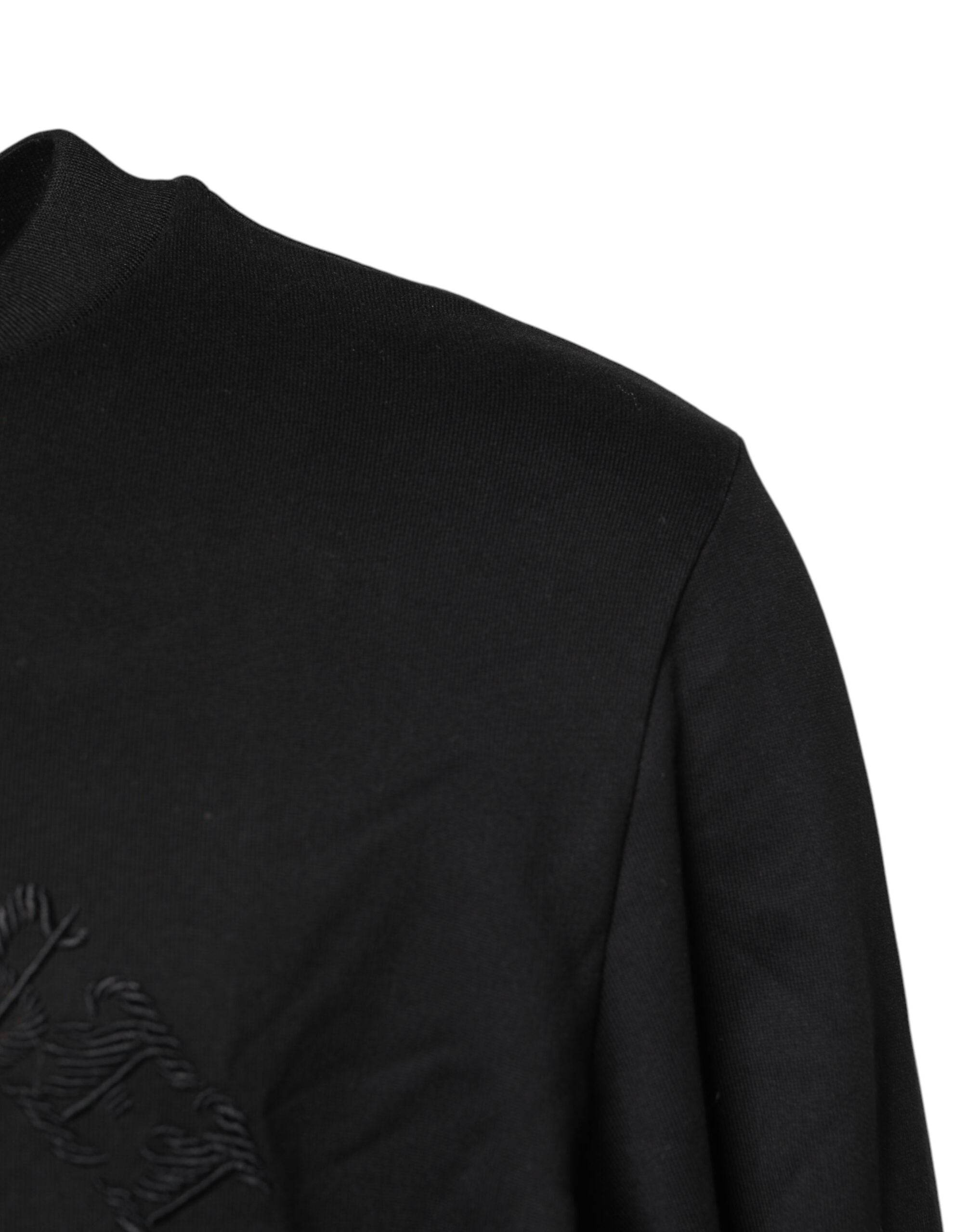 Dolce & Gabbana Black Embroidered Crew Neck Pullover Sweater - Hilstor
