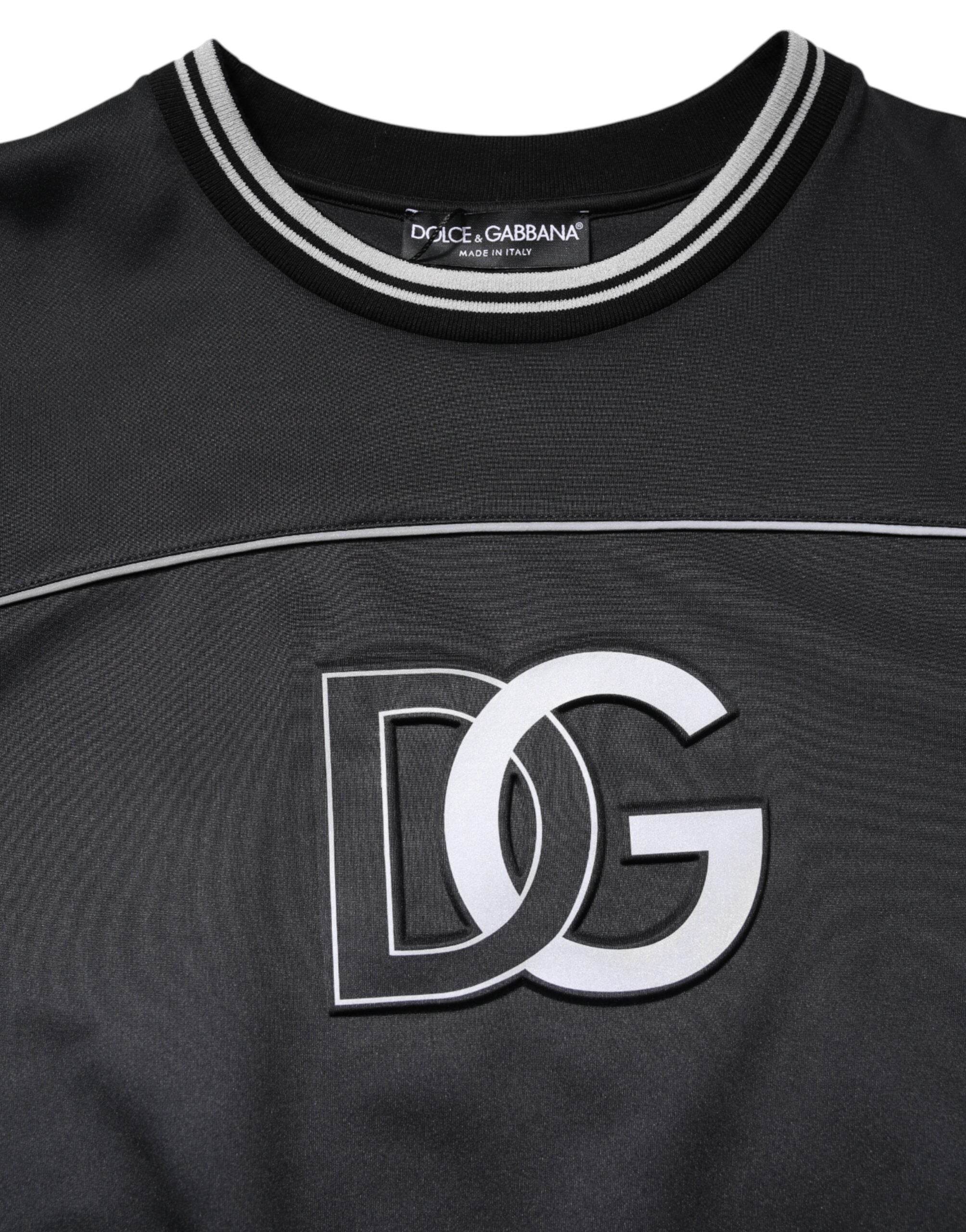 Dolce & Gabbana Black Logo Polyester Crew Neck Men Pullover Sweater - Hilstor