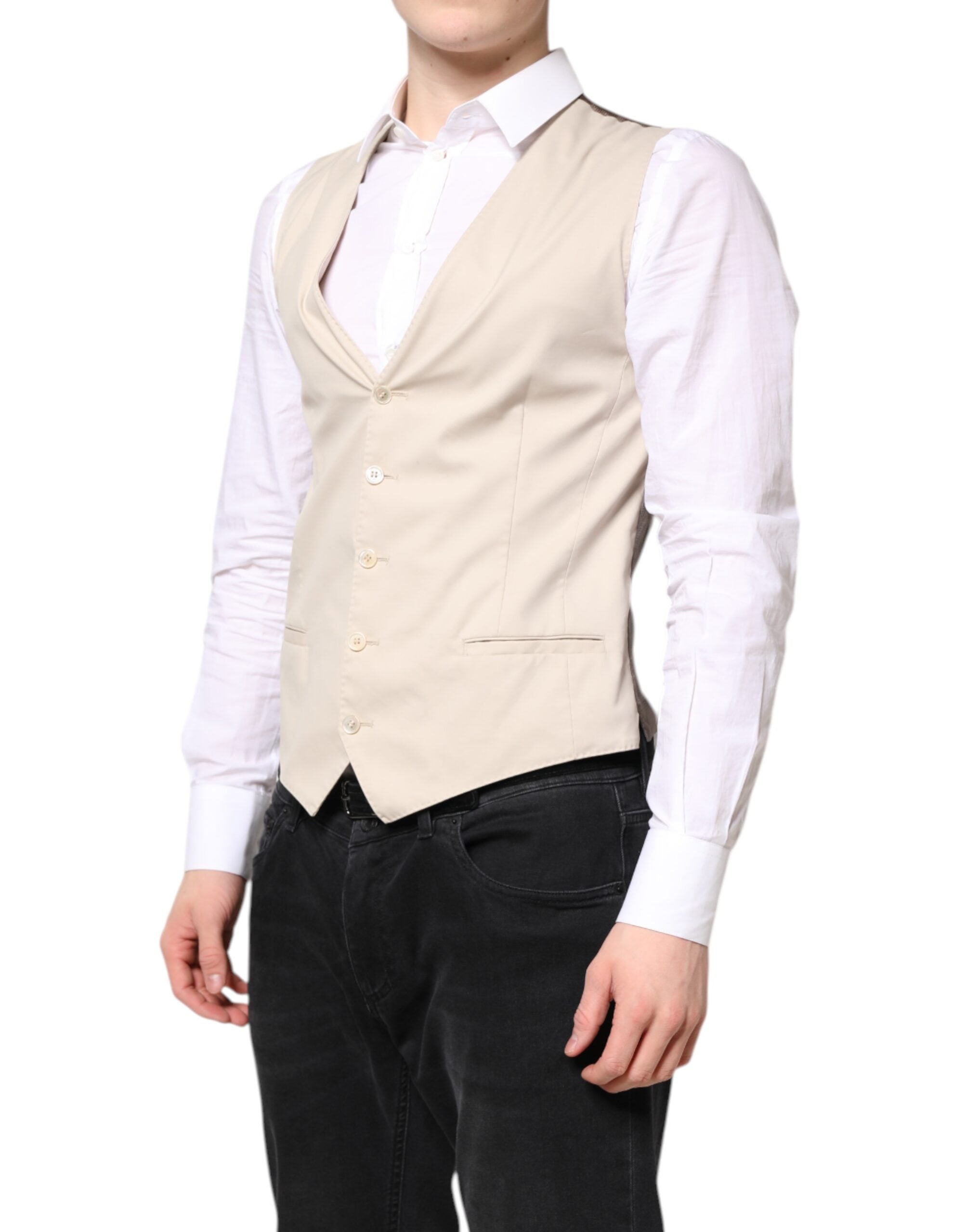 Dolce &amp; Gabbana Beige Grå Kjole Herre Formel Vest