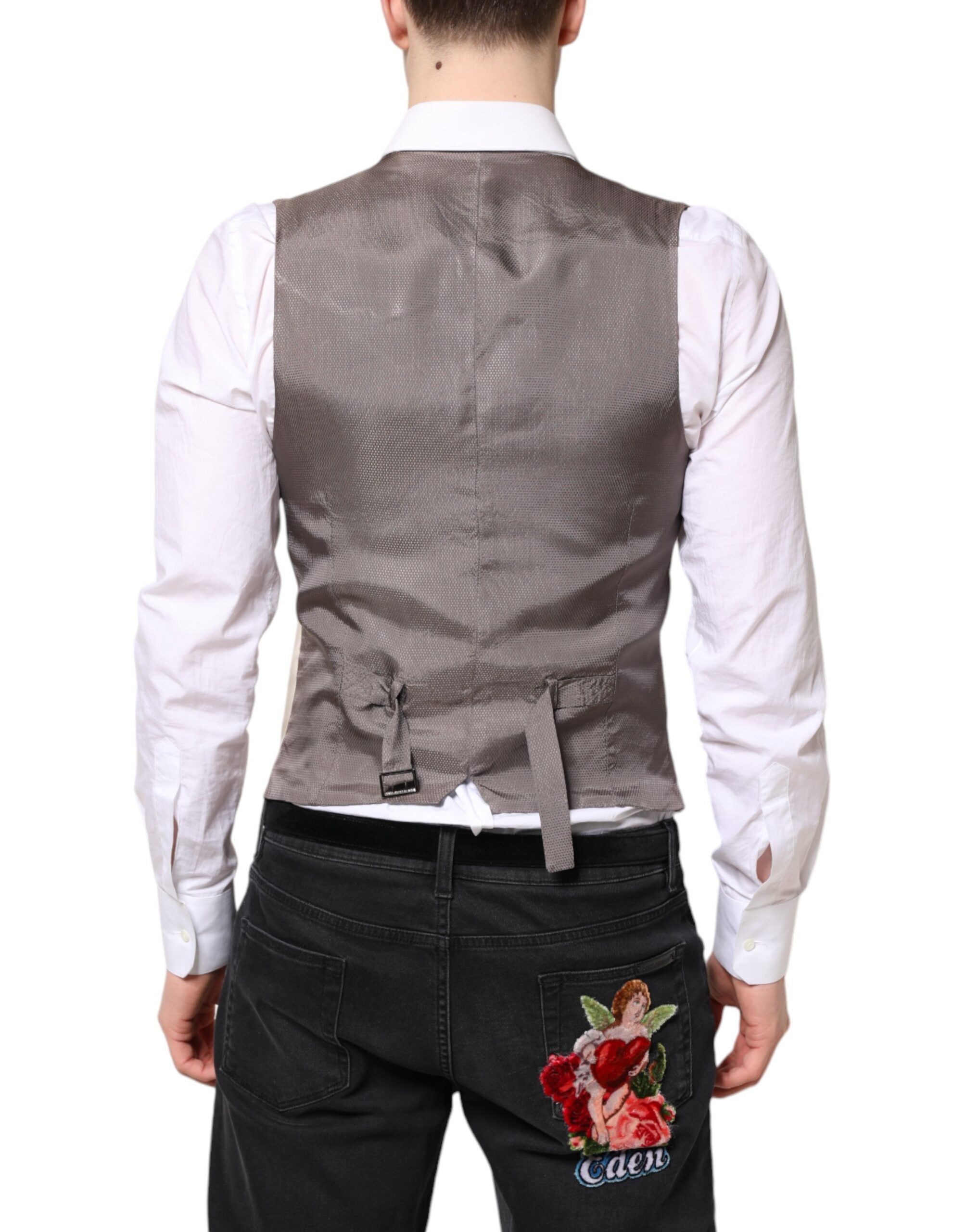 Dolce &amp; Gabbana Beige Grå Kjole Herre Formel Vest
