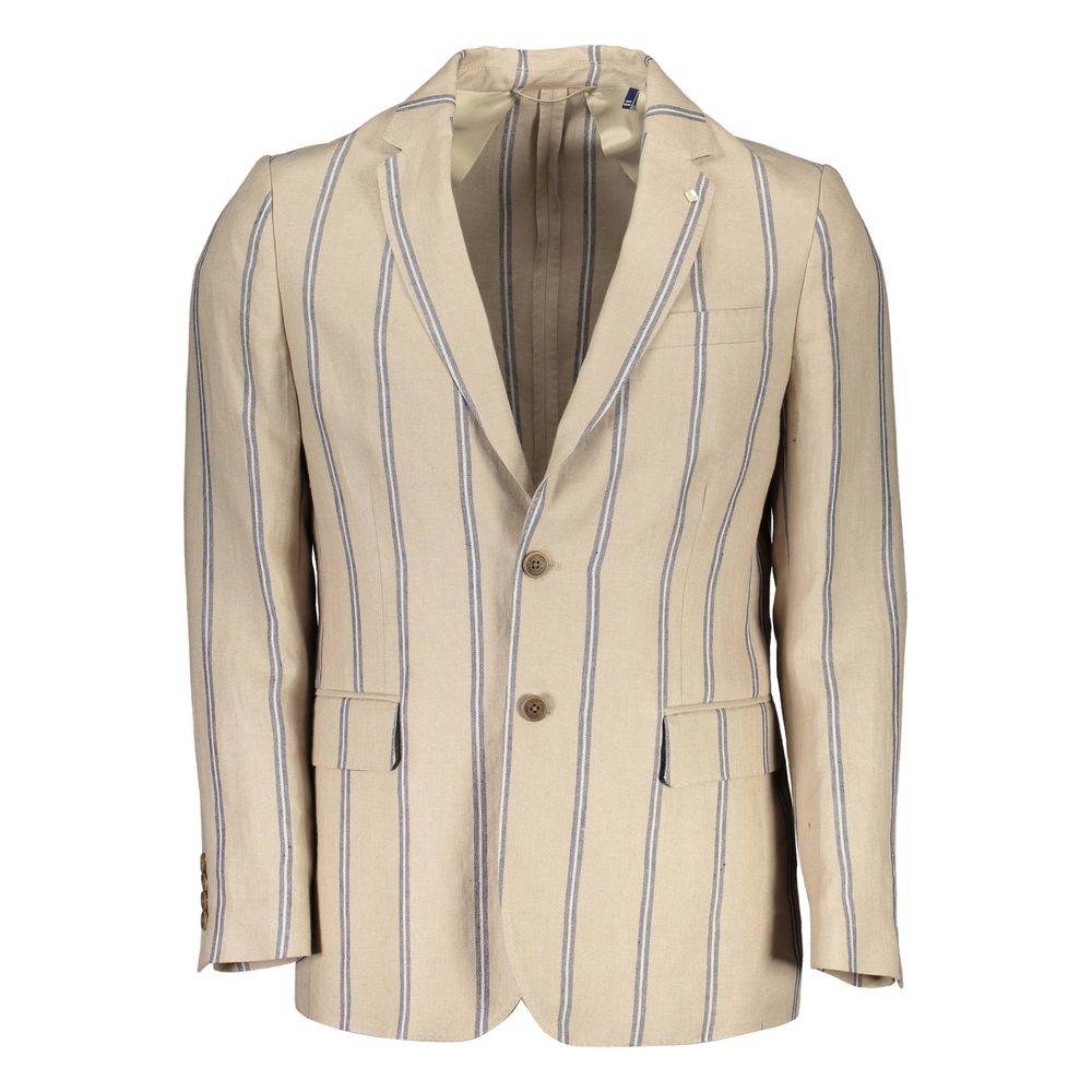 Gant Beige Linen Men Jacket - Hilstor