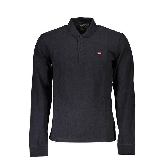 Napapijri Black Cotton Men Polo Shirt - Hilstor