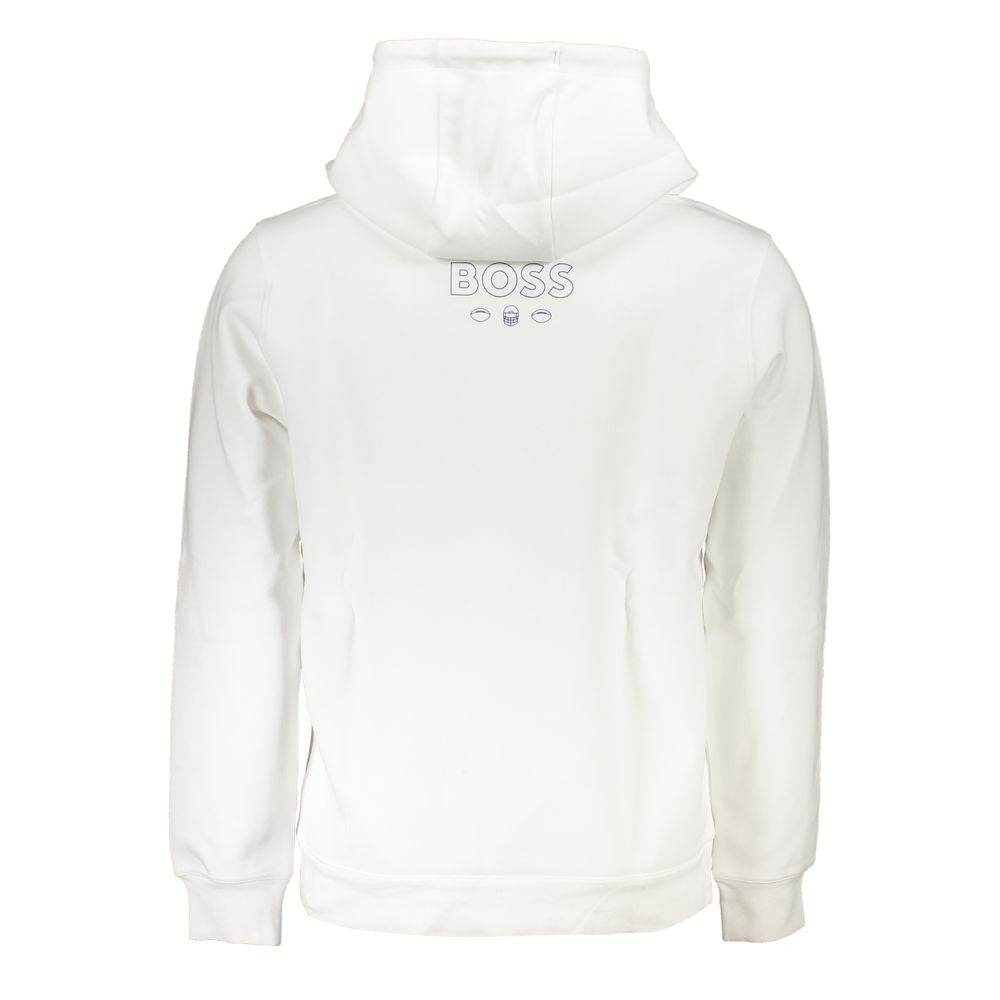 Hugo Boss White Cotton Men Sweater with Hood - Hilstor