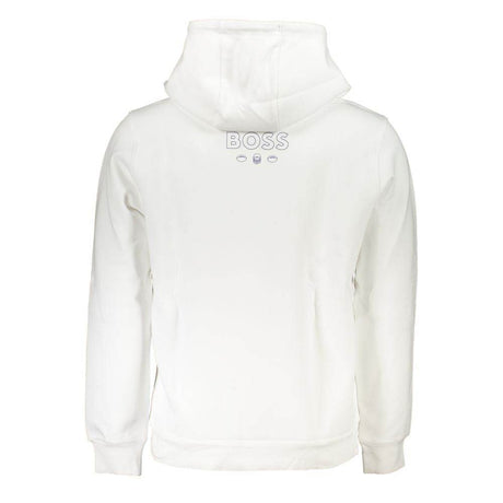 Hugo Boss White Cotton Men Sweater with Hood - Hilstor