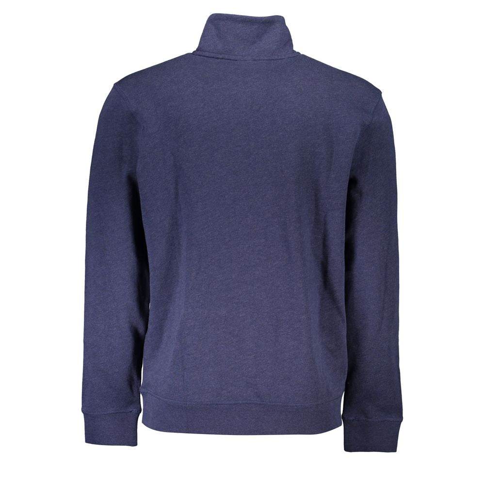 Hugo Boss Blue Cotton Men Sweater with Half Zip Closure - Hilstor