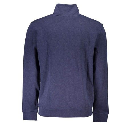 Hugo Boss Blue Cotton Men Sweater with Half Zip Closure - Hilstor