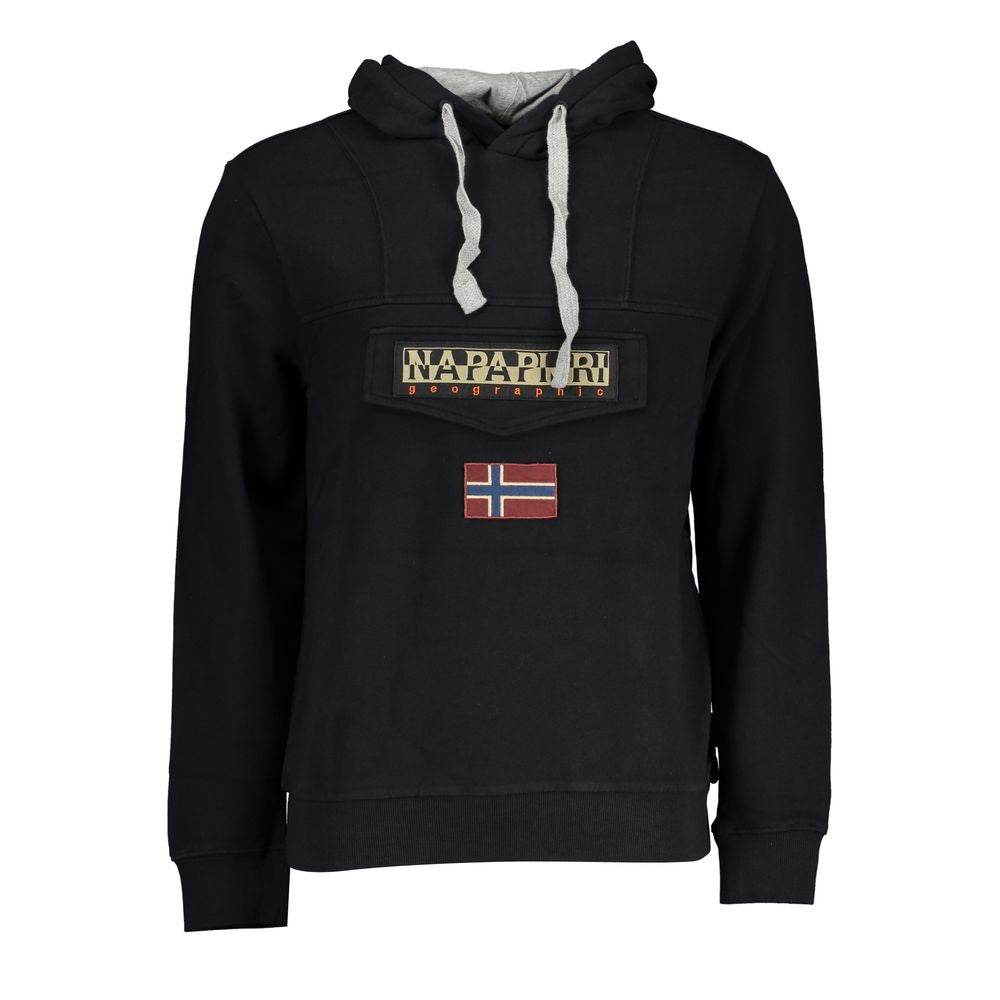 Napapijri Black Cotton Men's Hooded Sweater - Hilstor