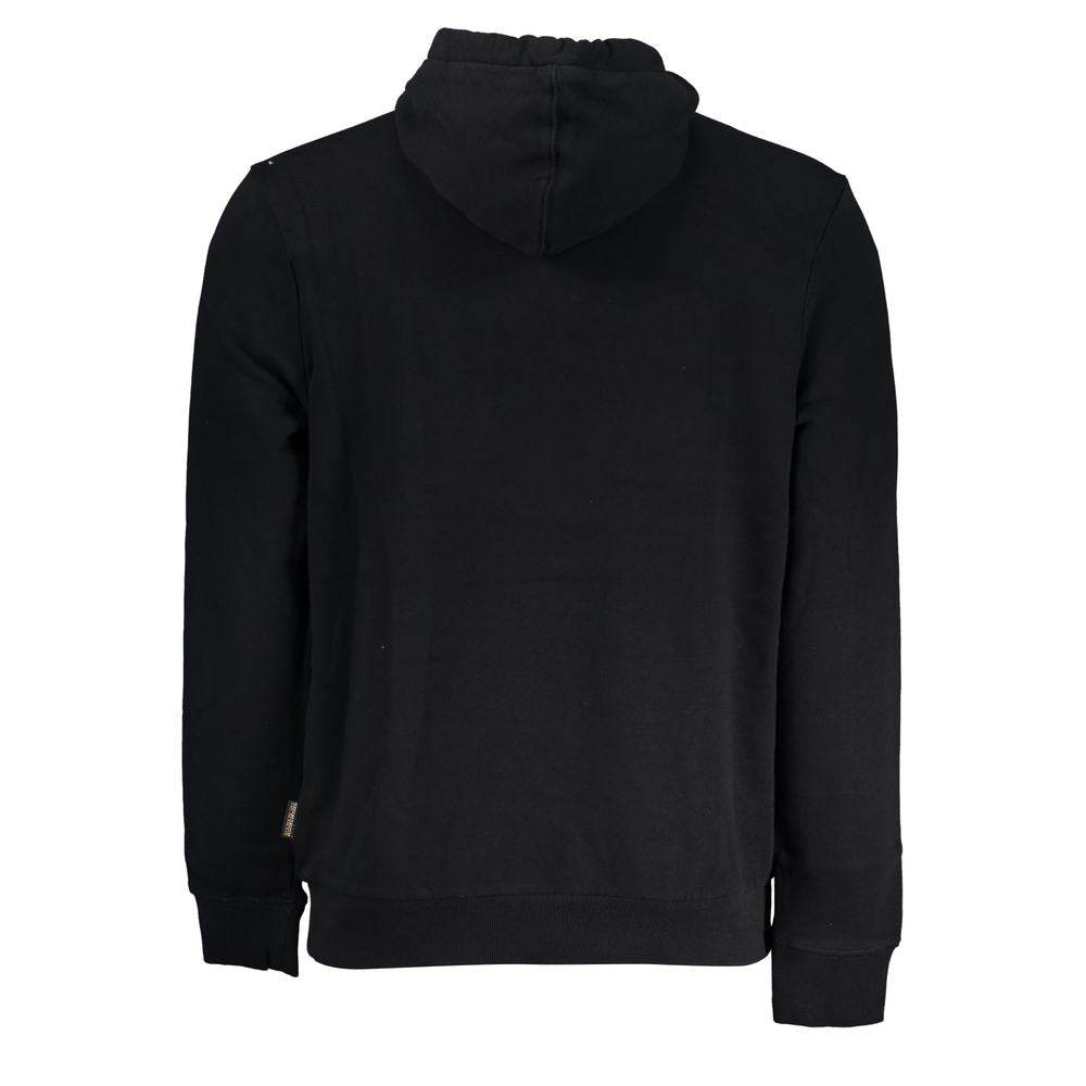 Napapijri Black Cotton Men's Hooded Sweater - Hilstor