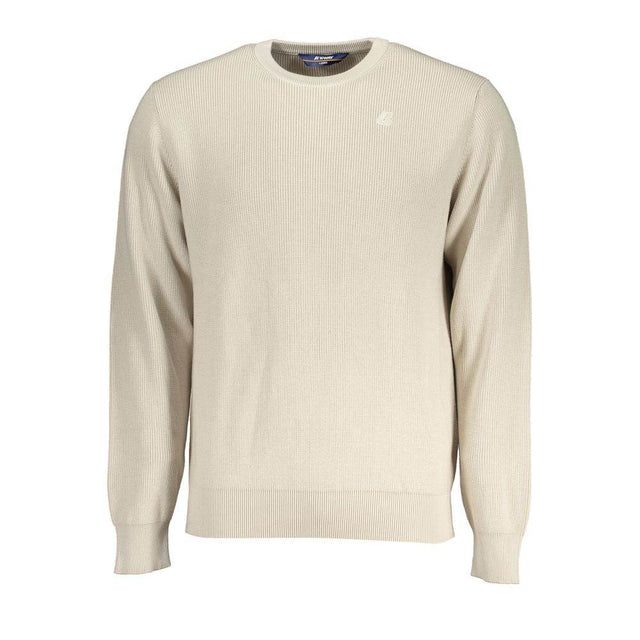 K-WAY Beige Crew Neck Cotton Sweater with Logo Detail - Hilstor