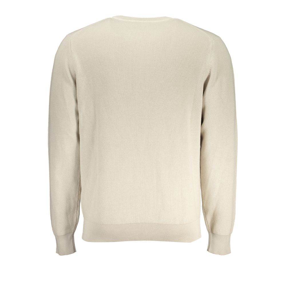 K-WAY Beige Crew Neck Cotton Sweater with Logo Detail - Hilstor
