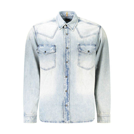 Hugo Boss Light Blue Cotton Men Shirt - Hilstor