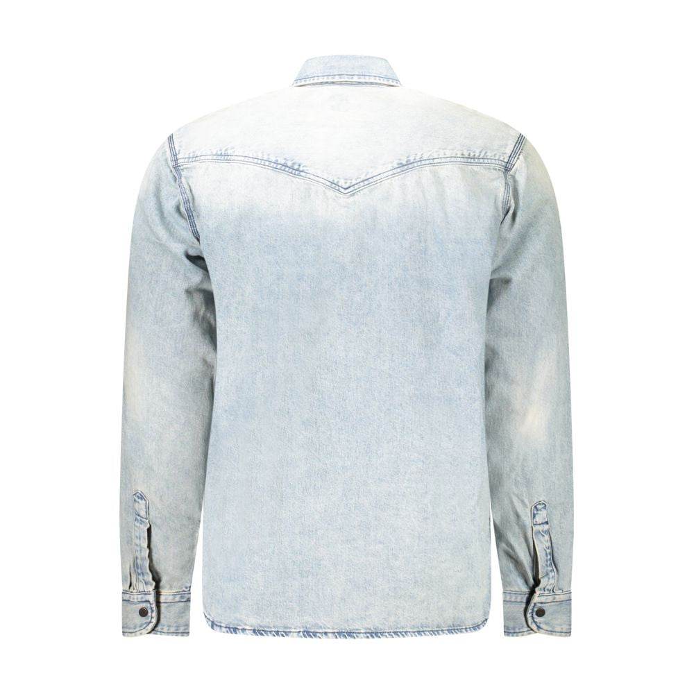 Hugo Boss Light Blue Cotton Men Shirt - Hilstor
