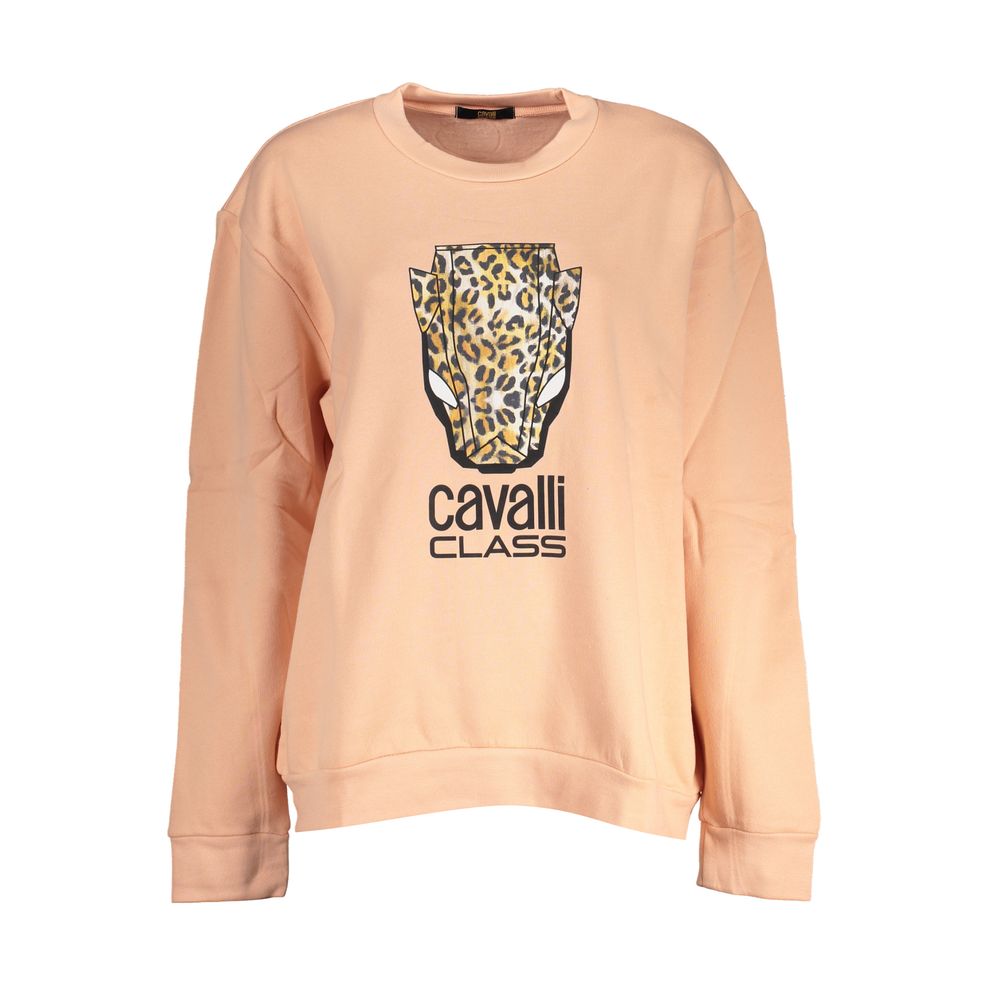 Cavalli Class Elegant Pink Fleece Sweater med rund hals