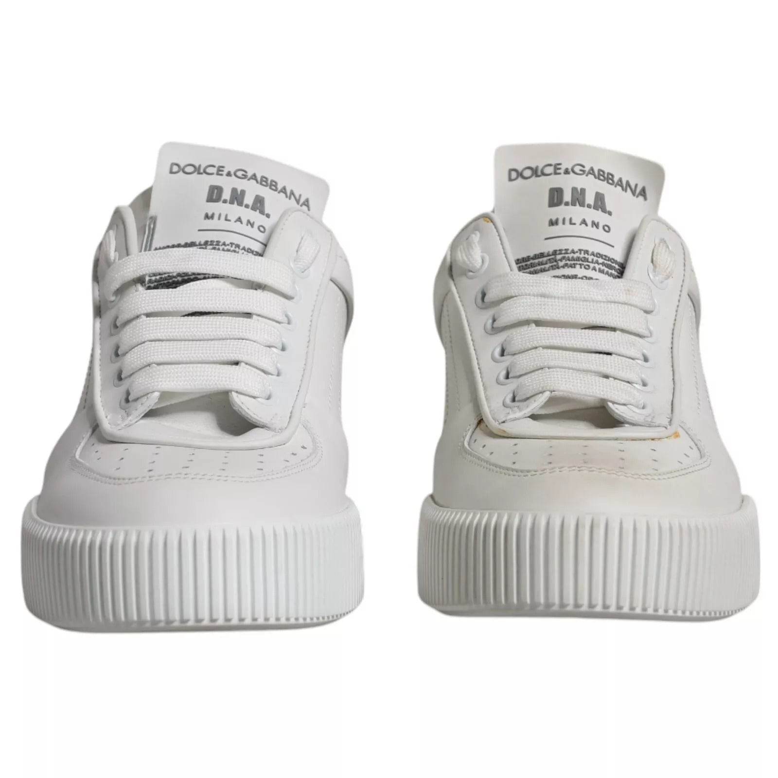 Dolce & Gabbana White Miami Leather Low Top Sneakers Shoes - Hilstor
