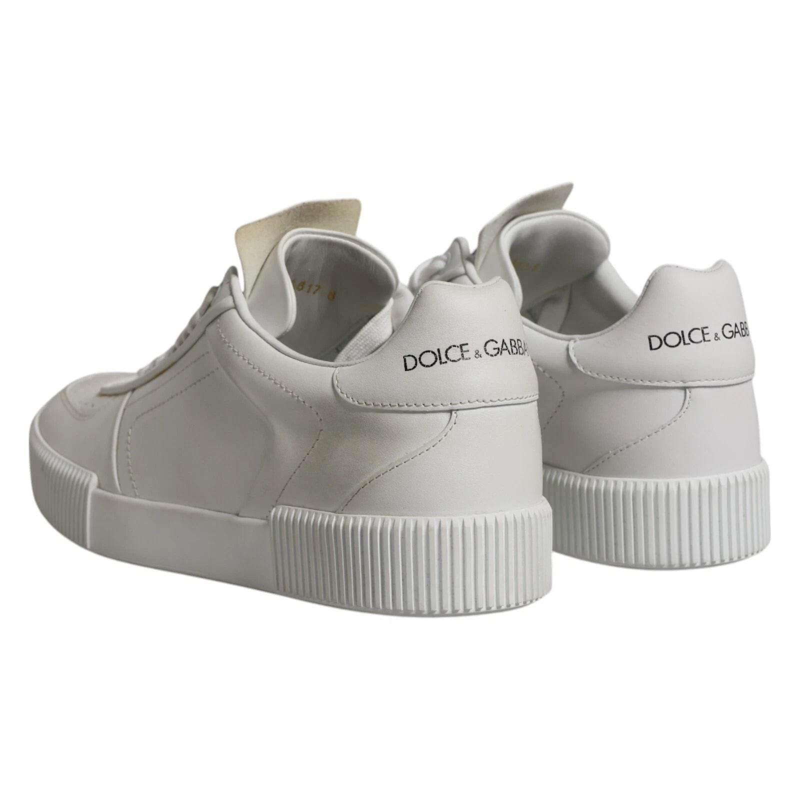 Dolce & Gabbana White Miami Leather Low Top Sneakers Shoes - Hilstor