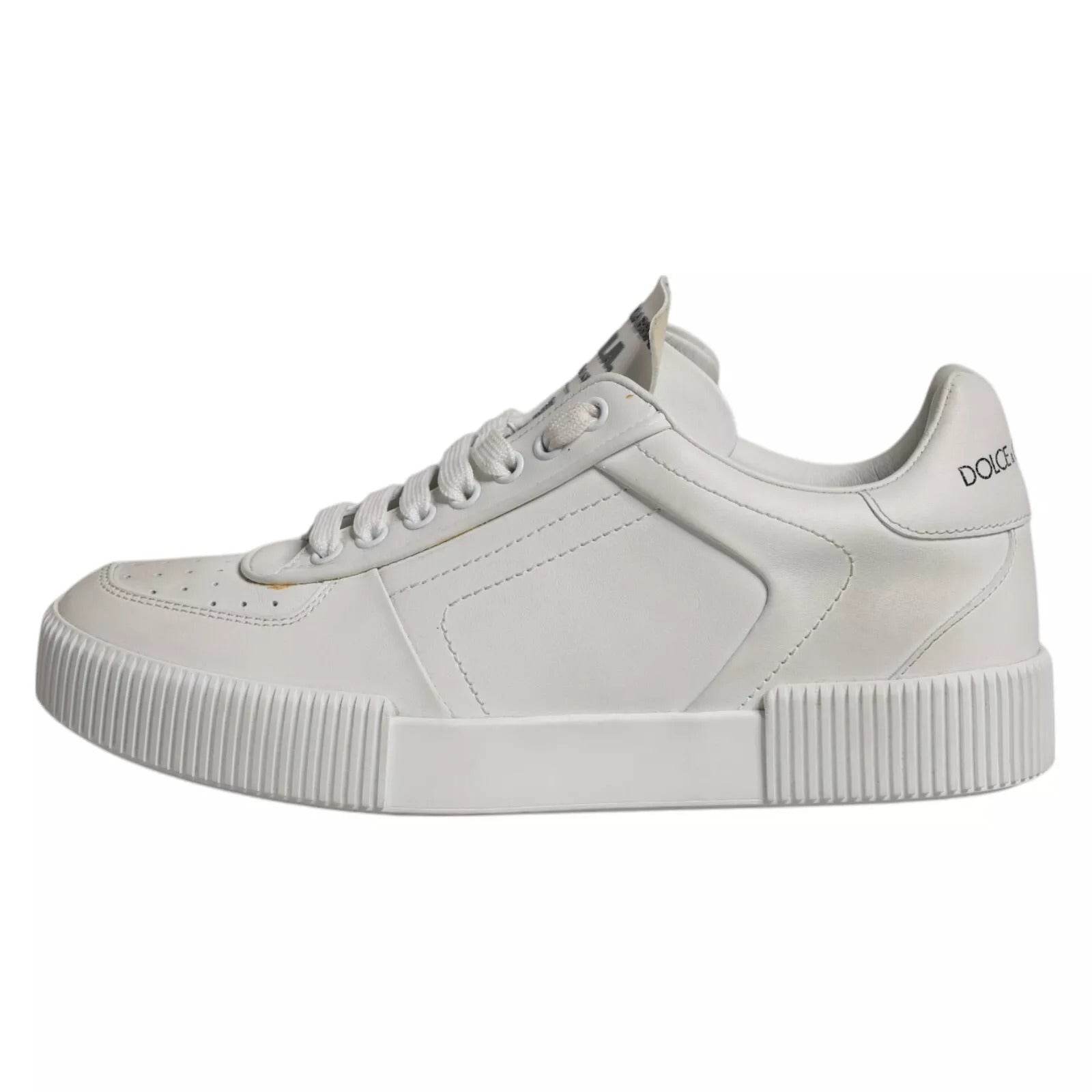 Dolce & Gabbana White Miami Leather Low Top Sneakers Shoes - Hilstor
