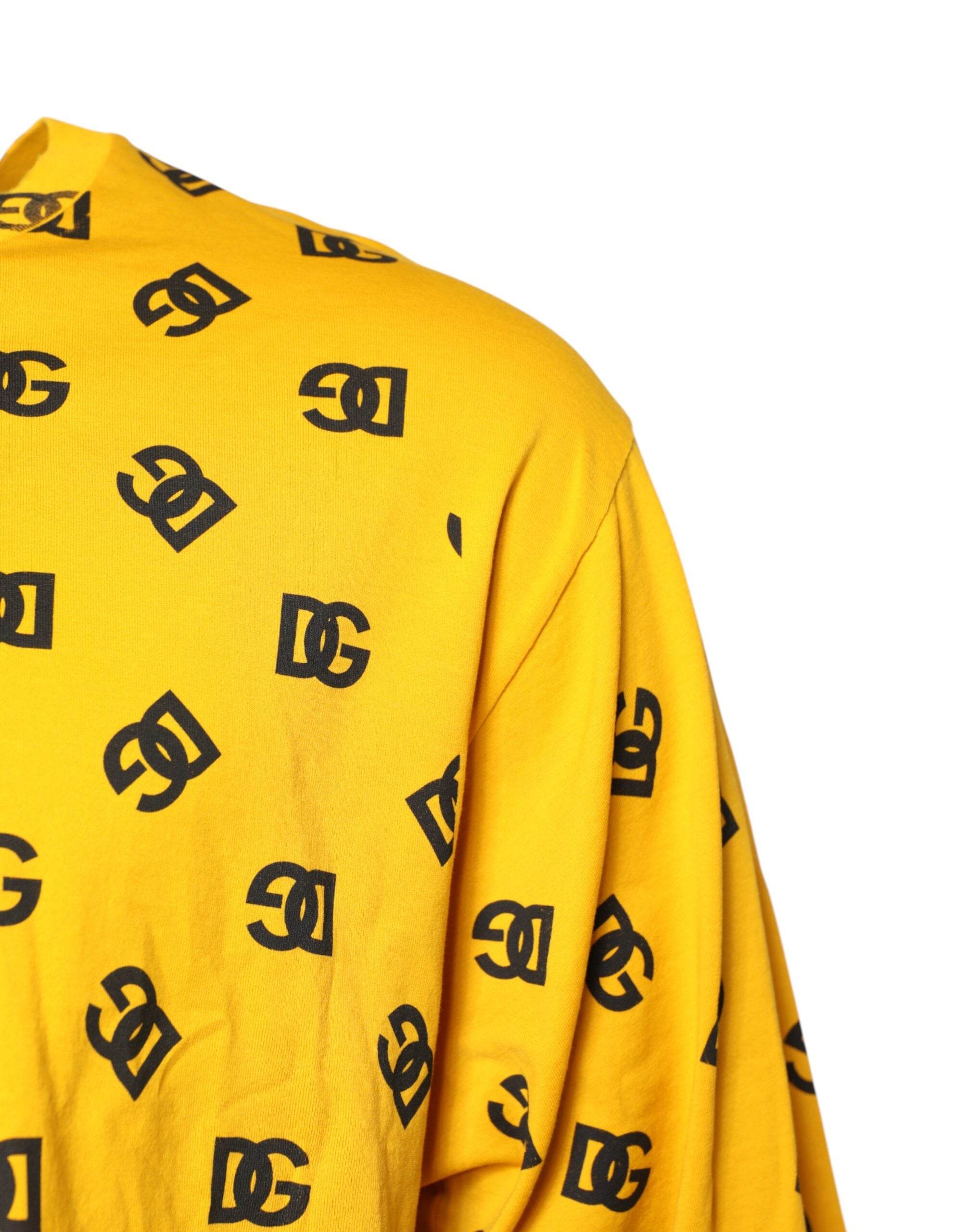 Dolce & Gabbana Yellow Cotton DG Logo Print Cropped T-shirt - Hilstor