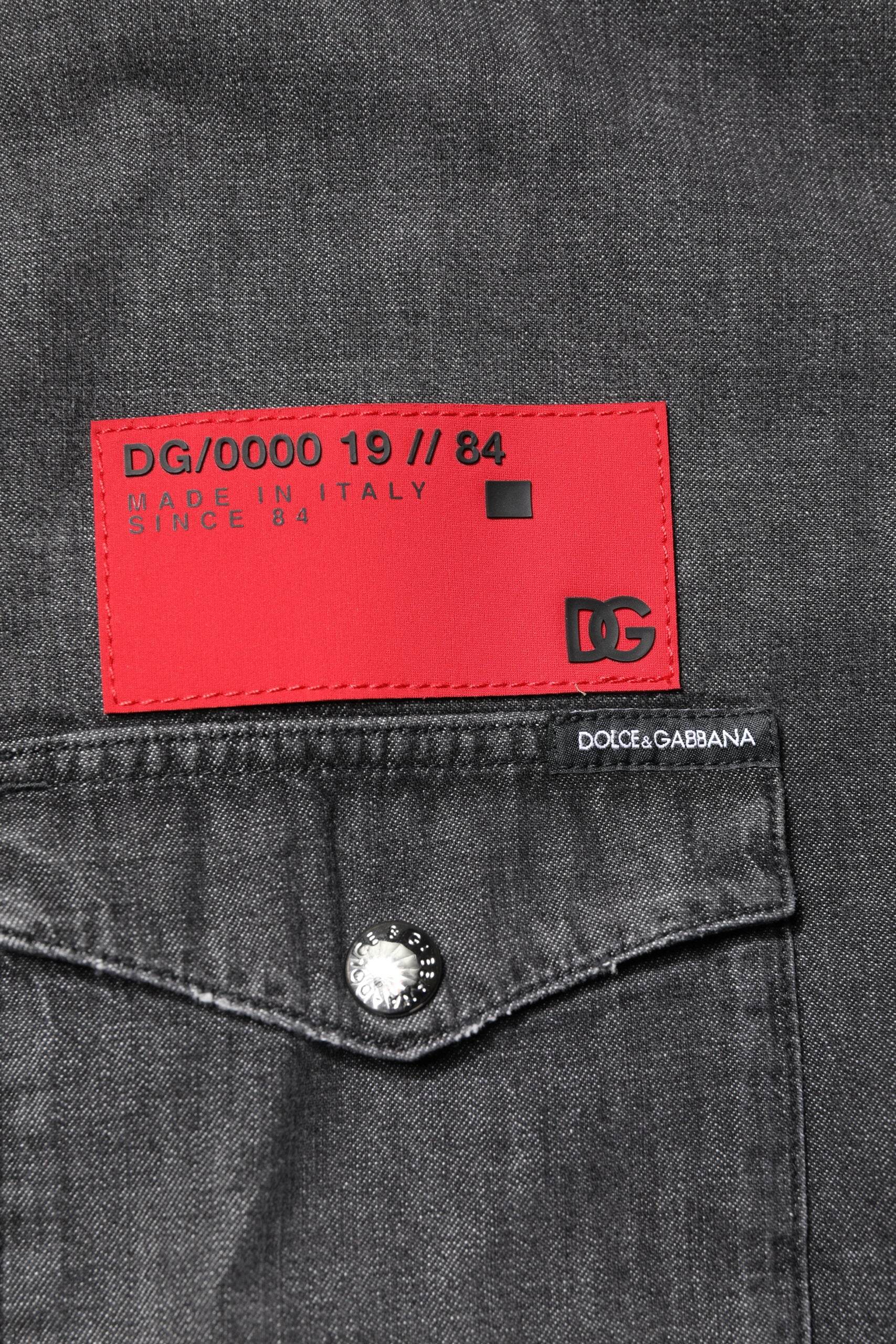 Dolce & Gabbana Gray Long Sleeves Button Down Denim Shirt - Hilstor