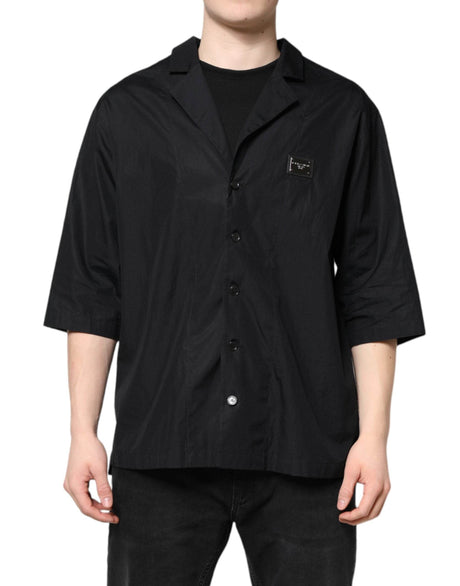 Dolce & Gabbana Black Short Sleeves Button Down Casual Shirt - Hilstor